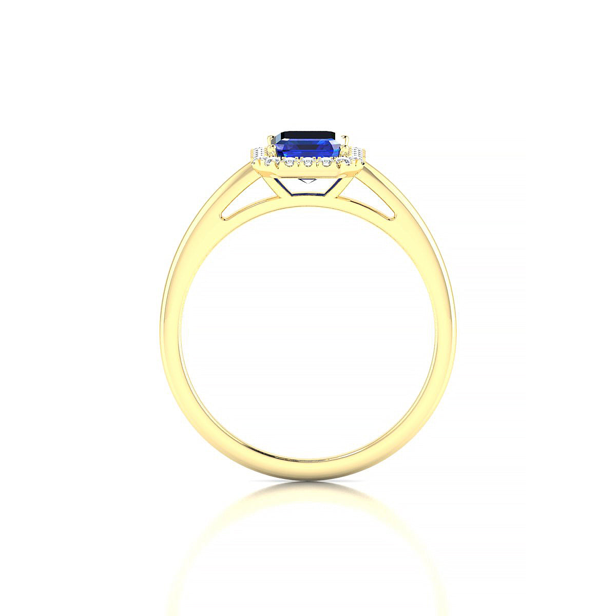 Solar | 18k Yellow Gold 7 x 5 mm Emerald Sapphire Ring