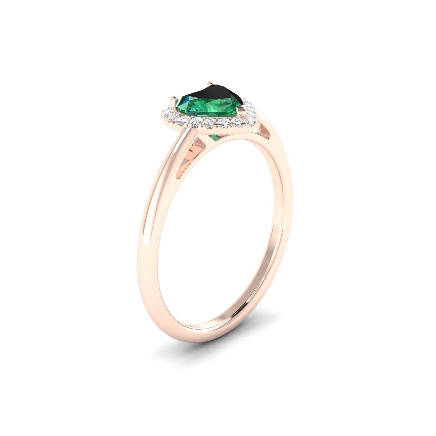 Solar | 18k Rose Gold 5.5 mm Heart Emerald Ring