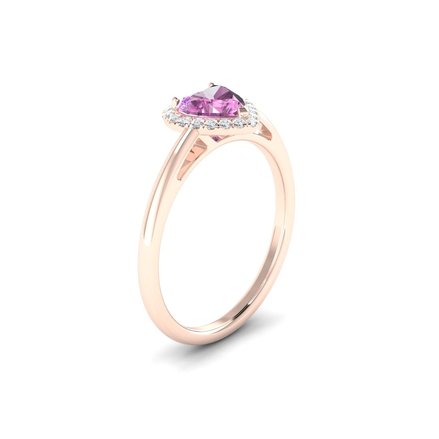 Solar | 18k Rose Gold 5.5 mm Heart Pink Sapphire Ring