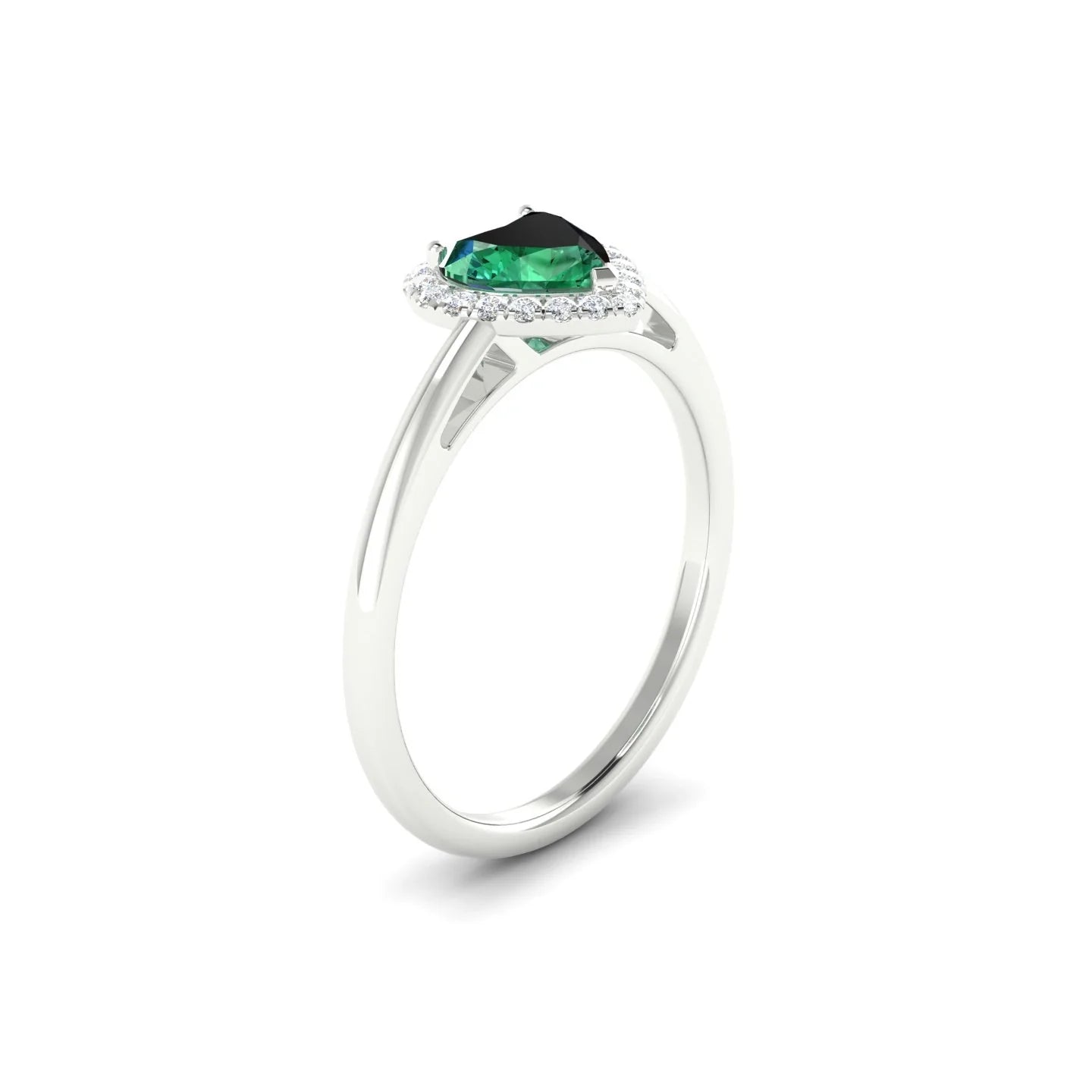 Solar | 18k White Gold 5.5 mm Heart Emerald Ring