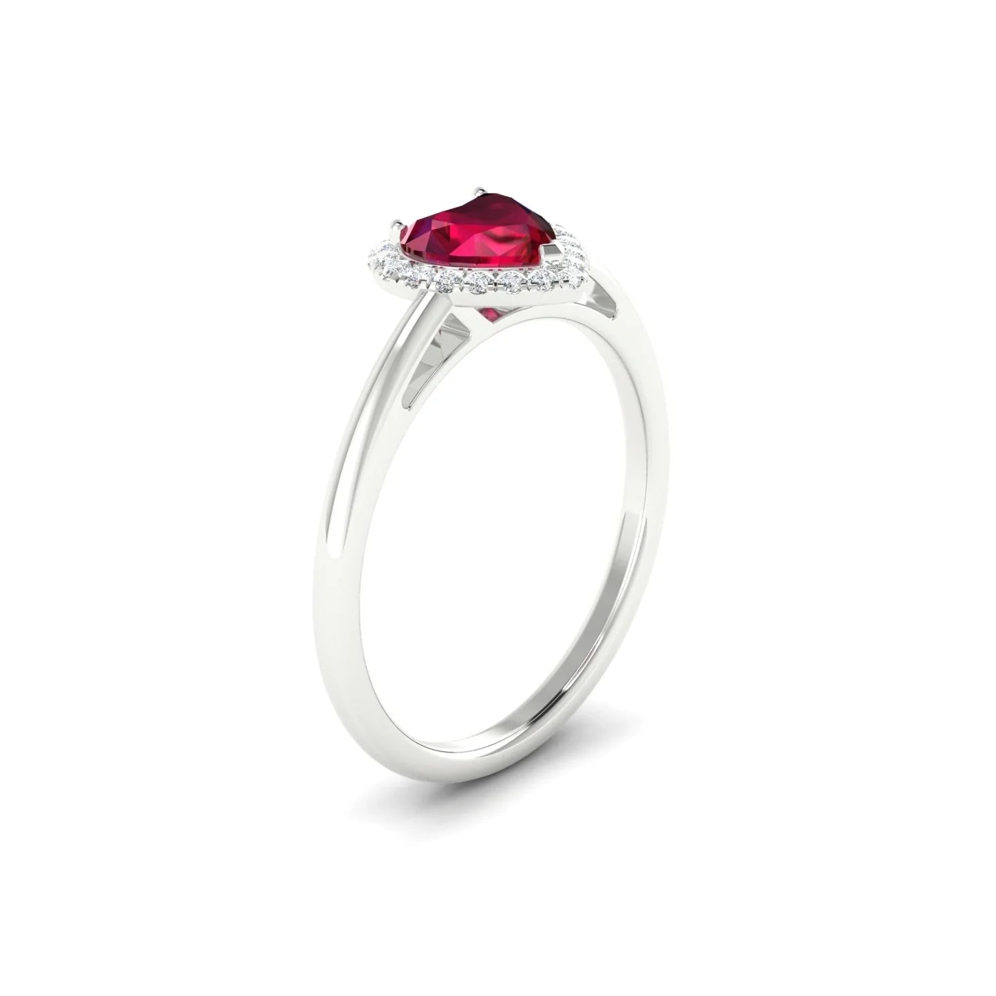 Solar | 18k White Gold 5.5 mm Heart Ruby Ring