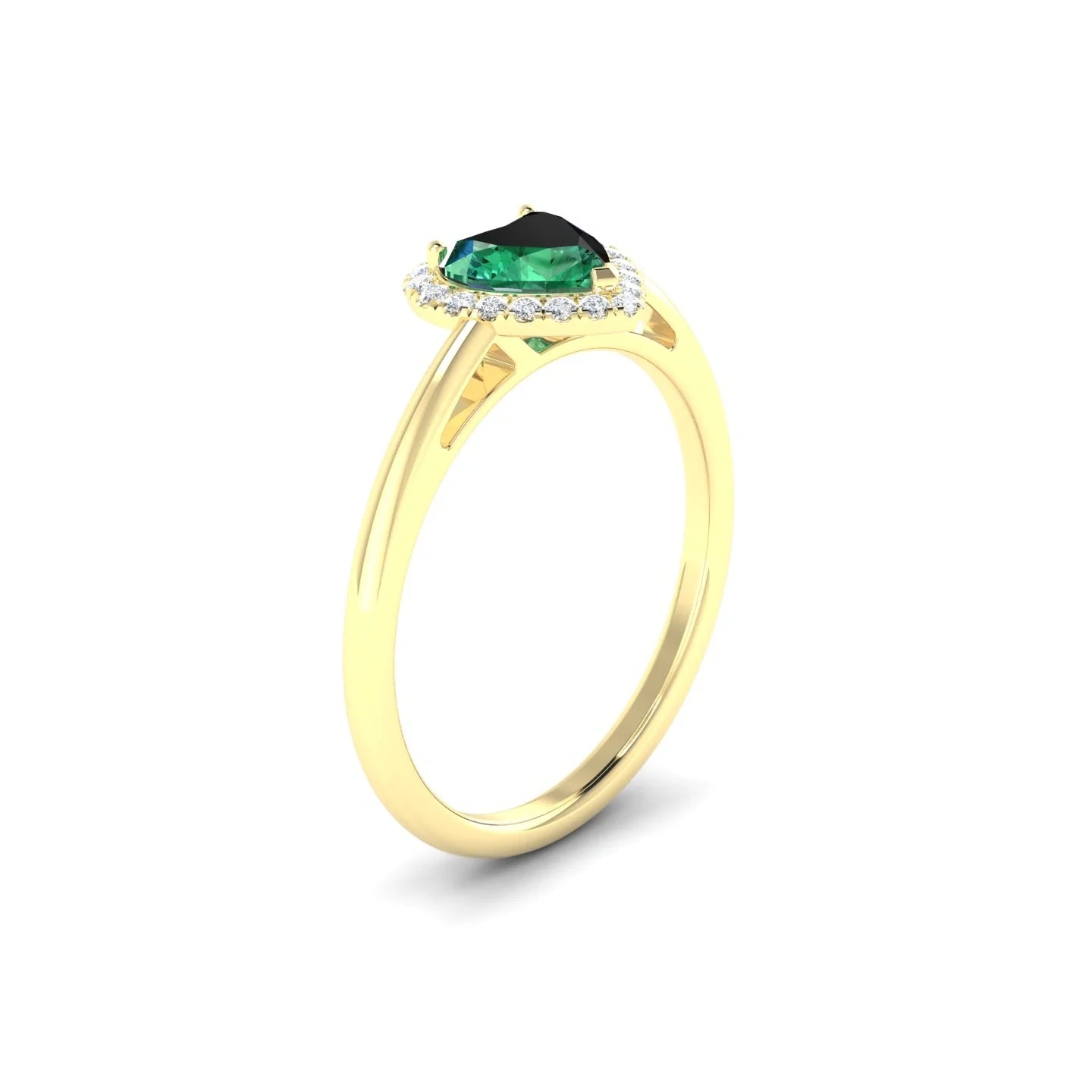 Solar | 18k Yellow Gold 5.5 mm Heart Emerald Ring