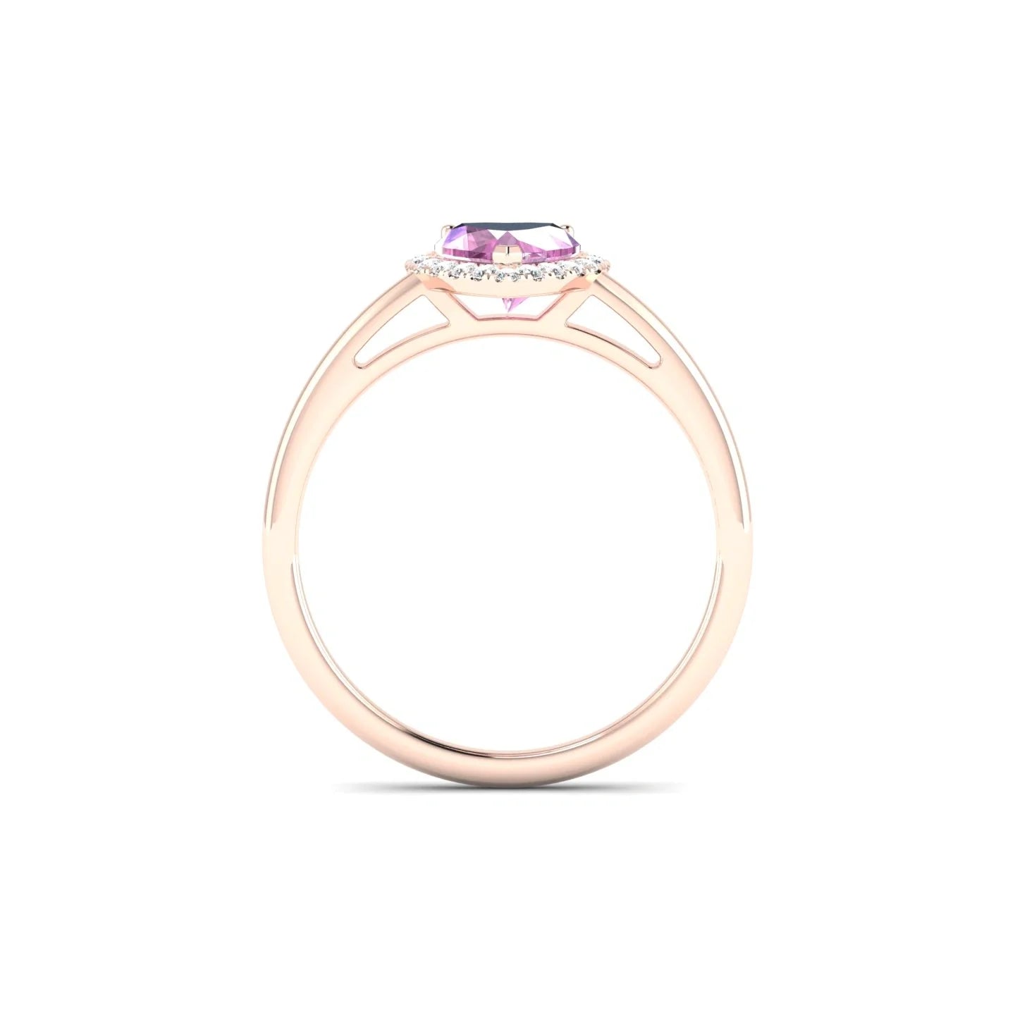 Solar | 18k Rose Gold 5.5 mm Heart Pink Sapphire Ring