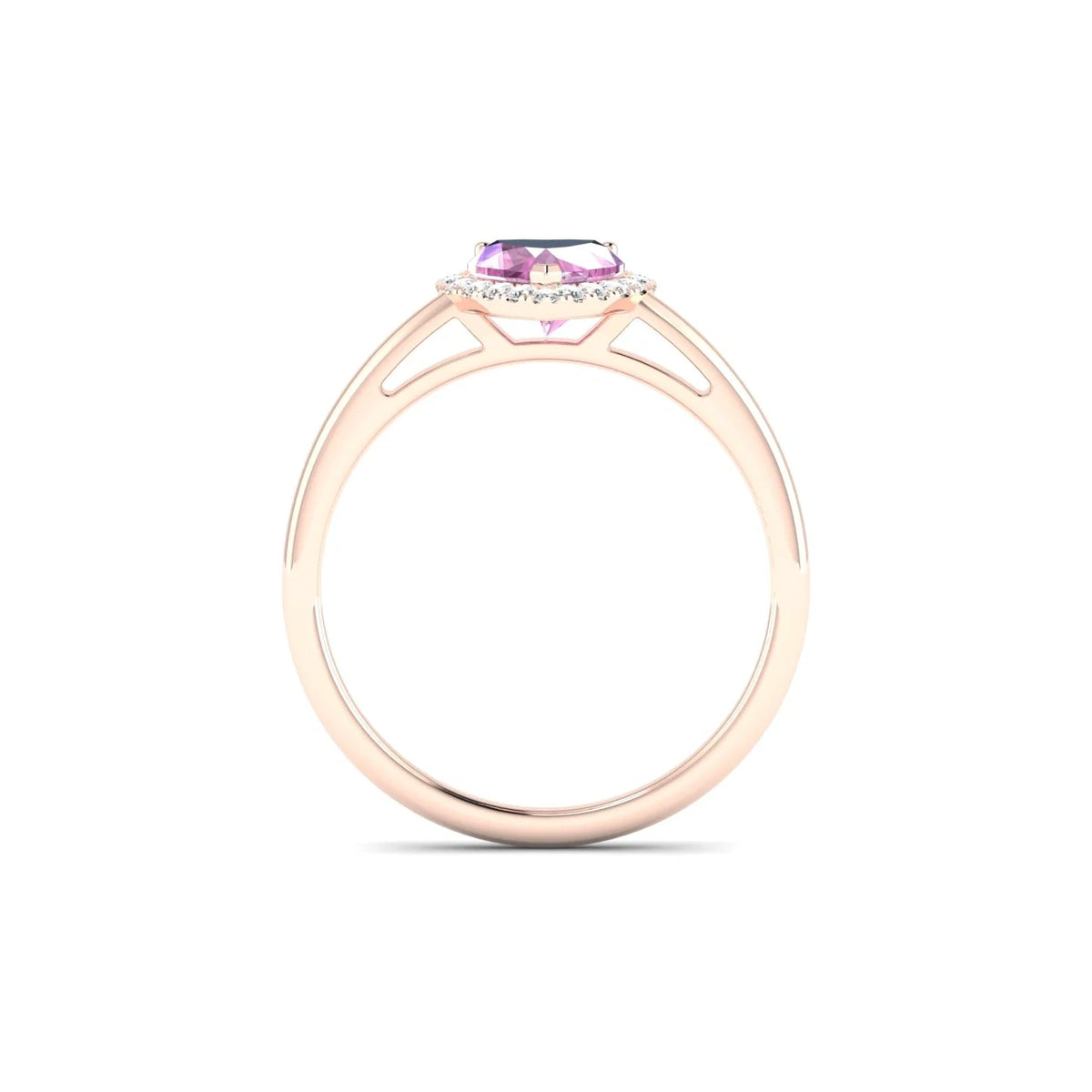 Solar | 18k Rose Gold 5.5 mm Heart Pink Sapphire Ring