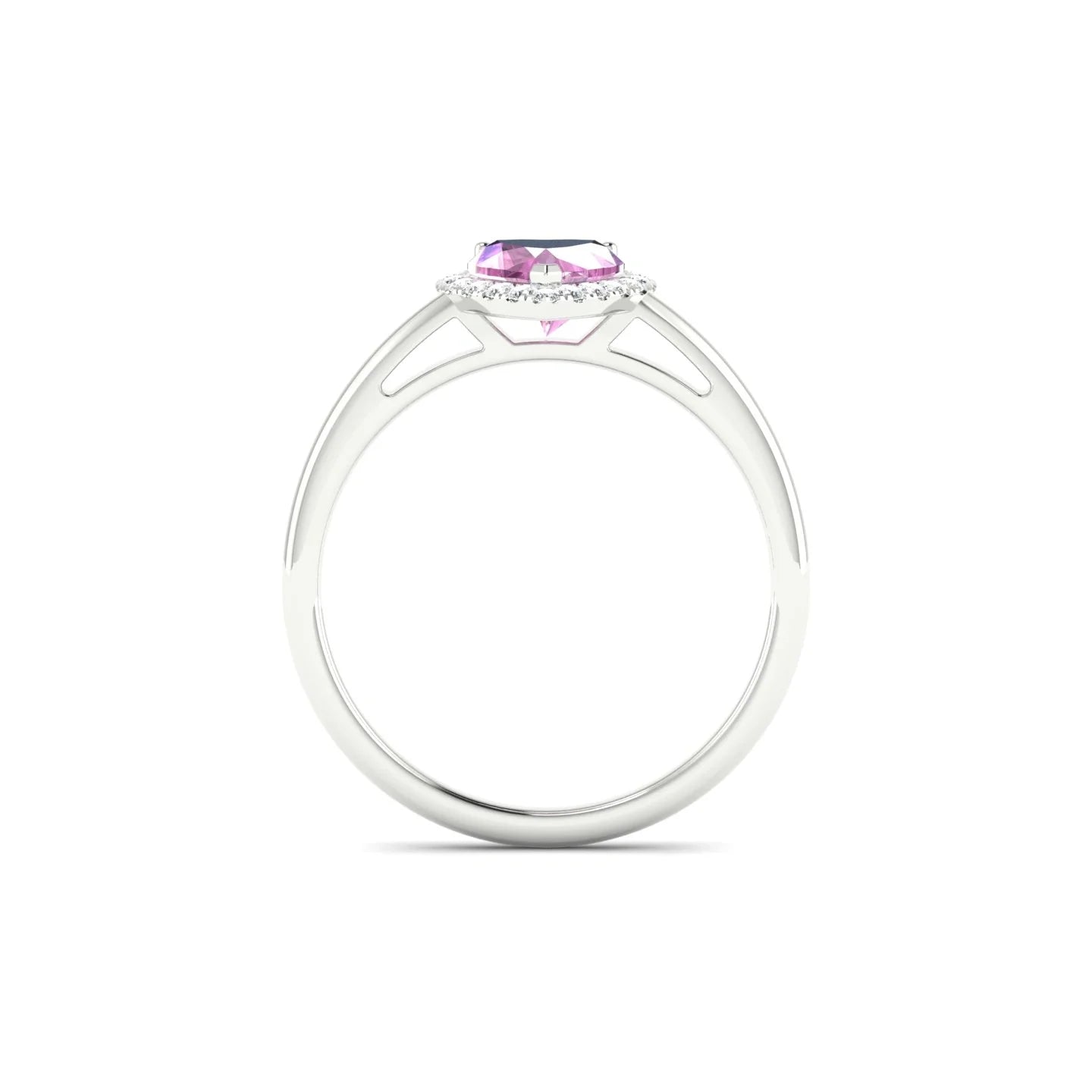 Solar | 18k White Gold 5.5 mm Heart Pink Sapphire Ring