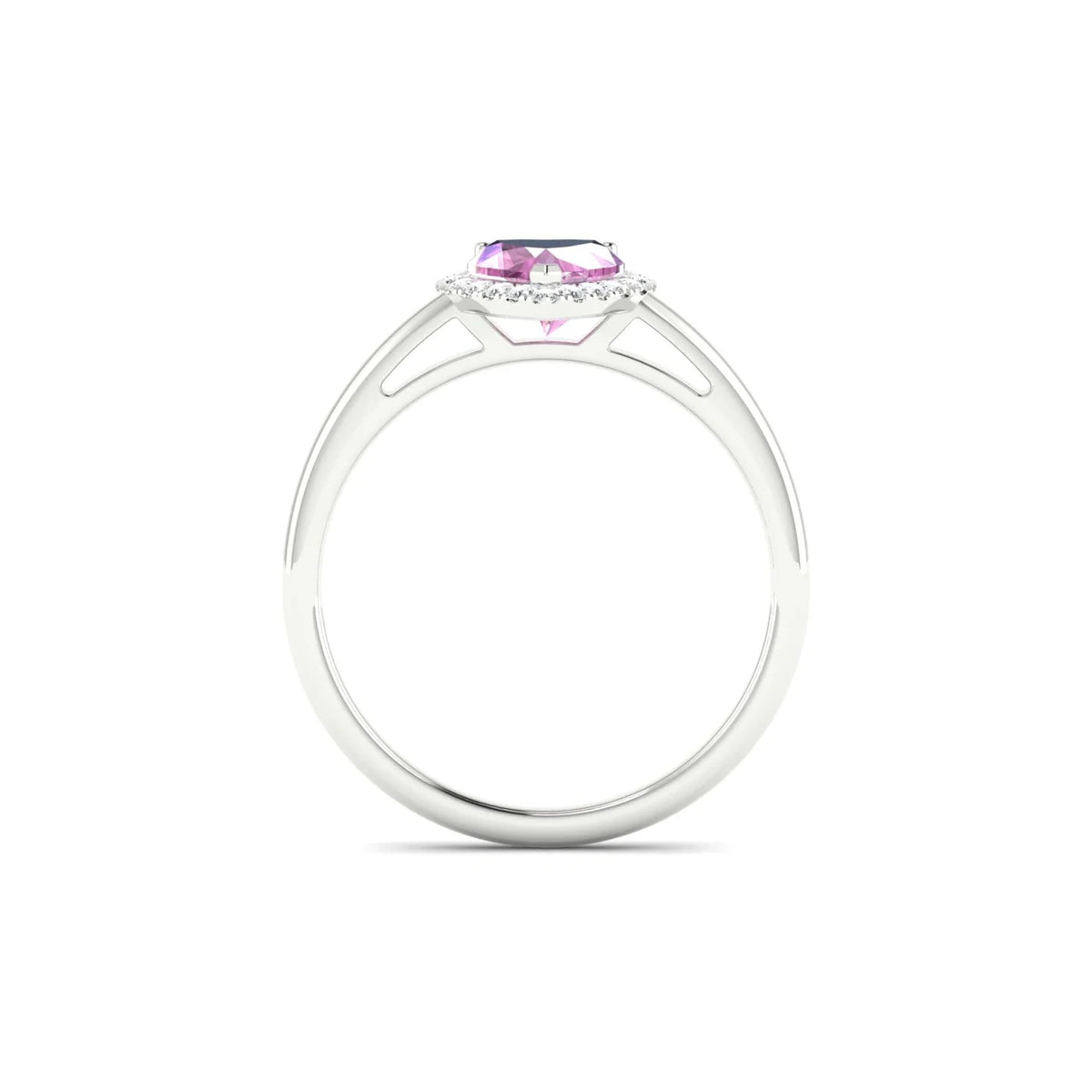 Solar | 18k White Gold 5.5 mm Heart Pink Sapphire Ring