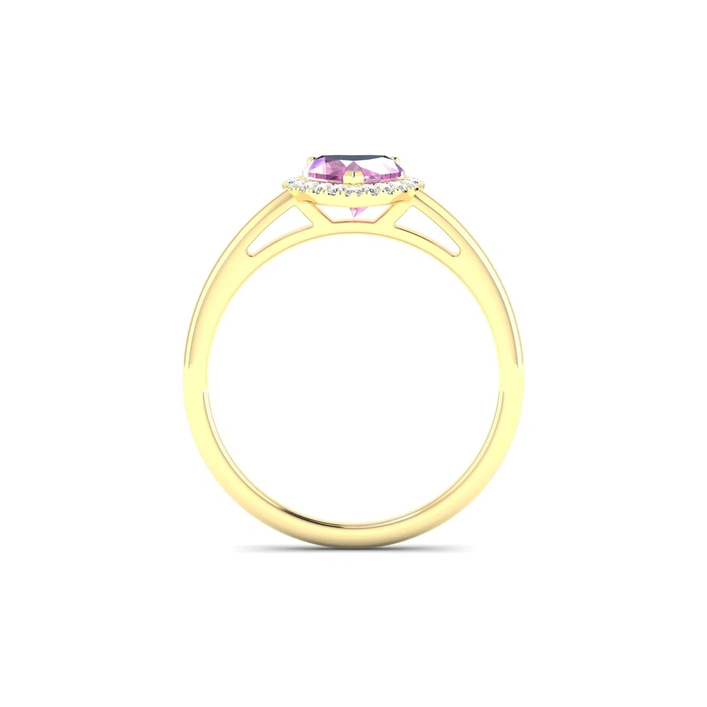 Solar | 18k Yellow Gold 5.5 mm Heart Pink Sapphire Ring