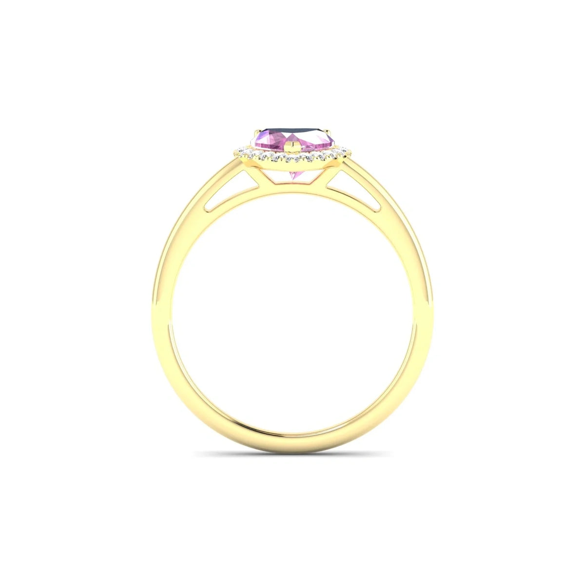 Solar | 18k Yellow Gold 5.5 mm Heart Pink Sapphire Ring