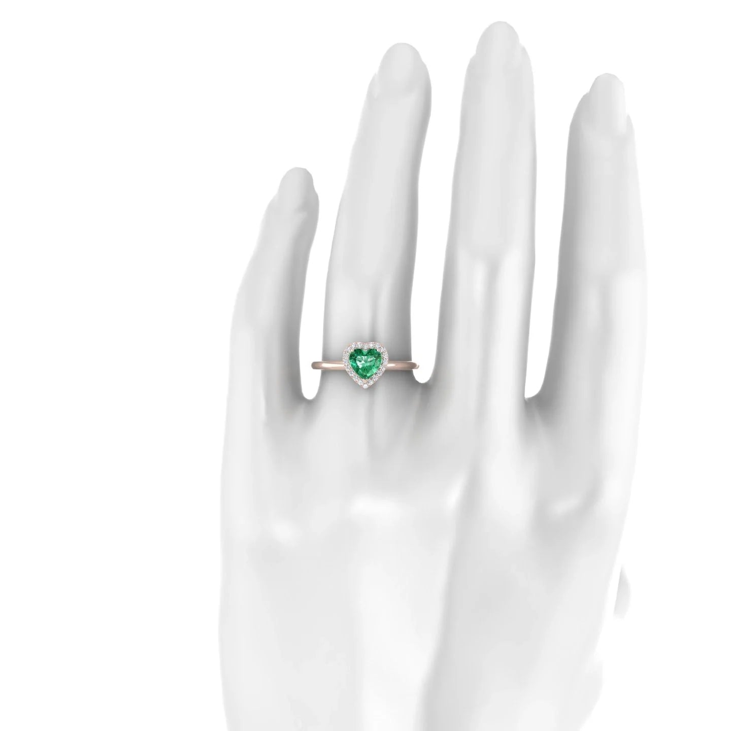 Solar | 18k Rose Gold 5.5 mm Heart Emerald Ring
