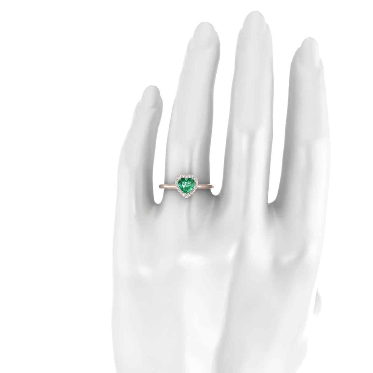 Solar | 18k Rose Gold 5.5 mm Heart Emerald Ring