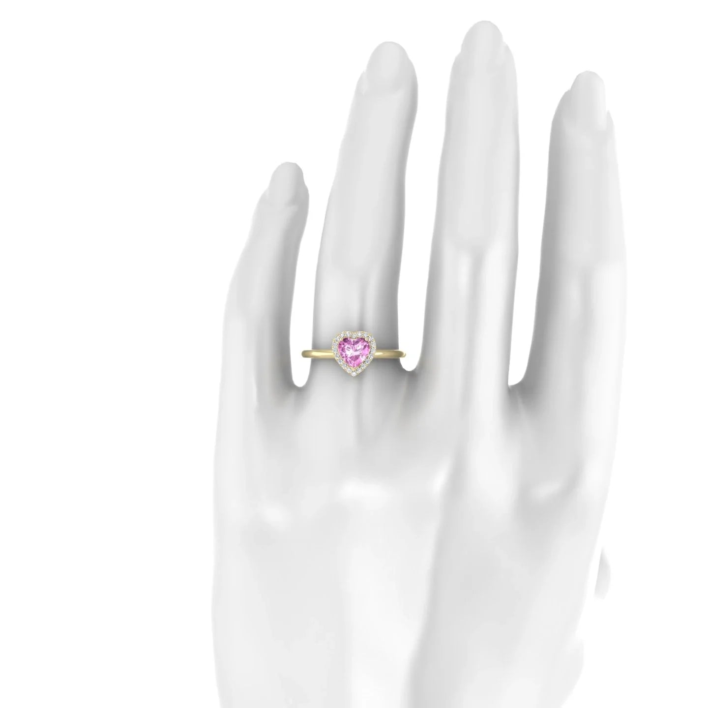 Solar | 18k Yellow Gold 5.5 mm Heart Pink Sapphire Ring