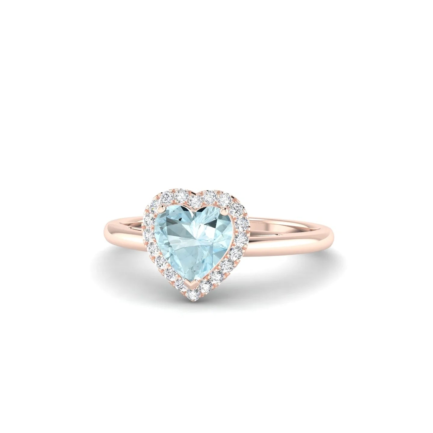 Solar | 18k Rose Gold 6 mm Heart Aquamarine Ring