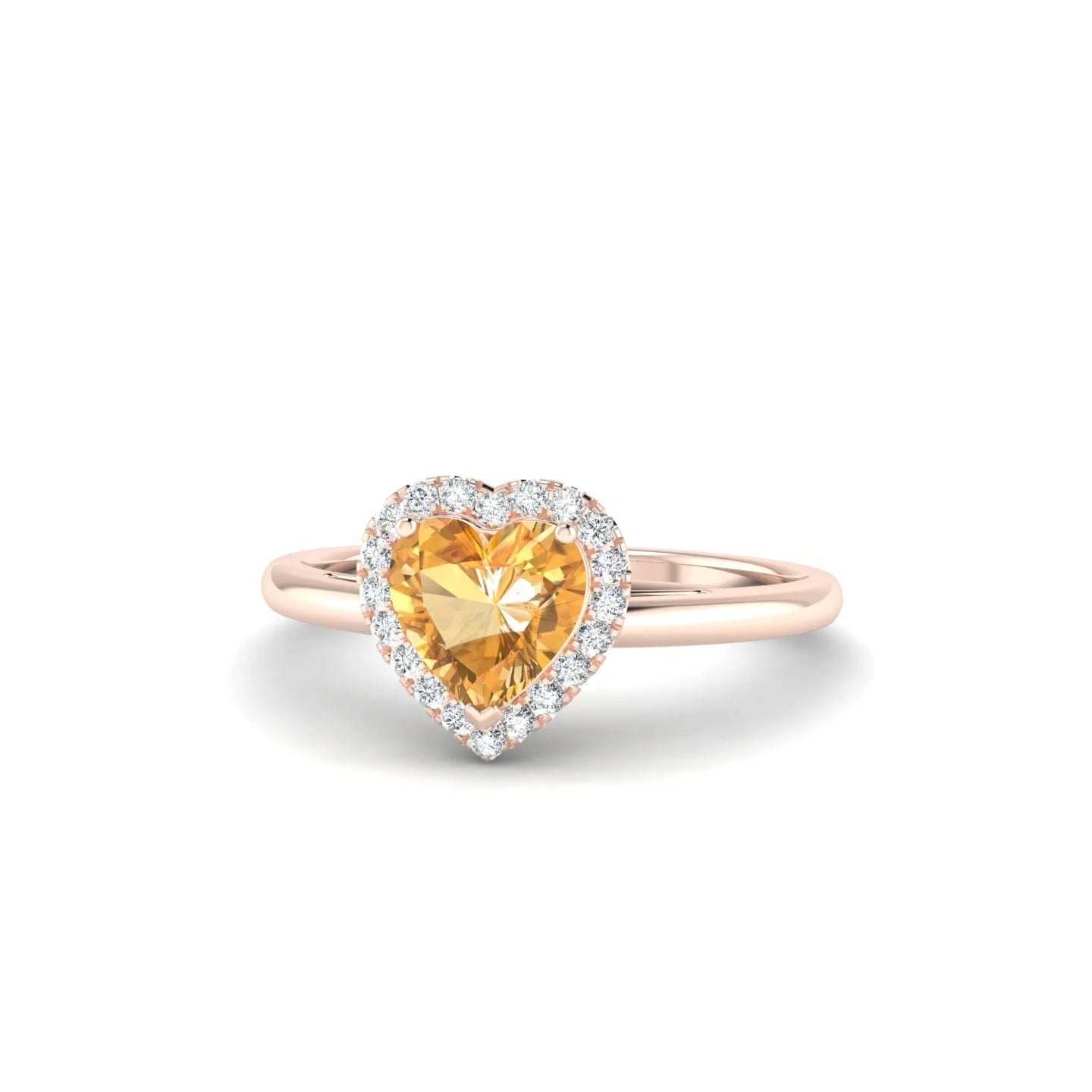 Solar | 18k Rose Gold 6 mm Heart Citrine Ring