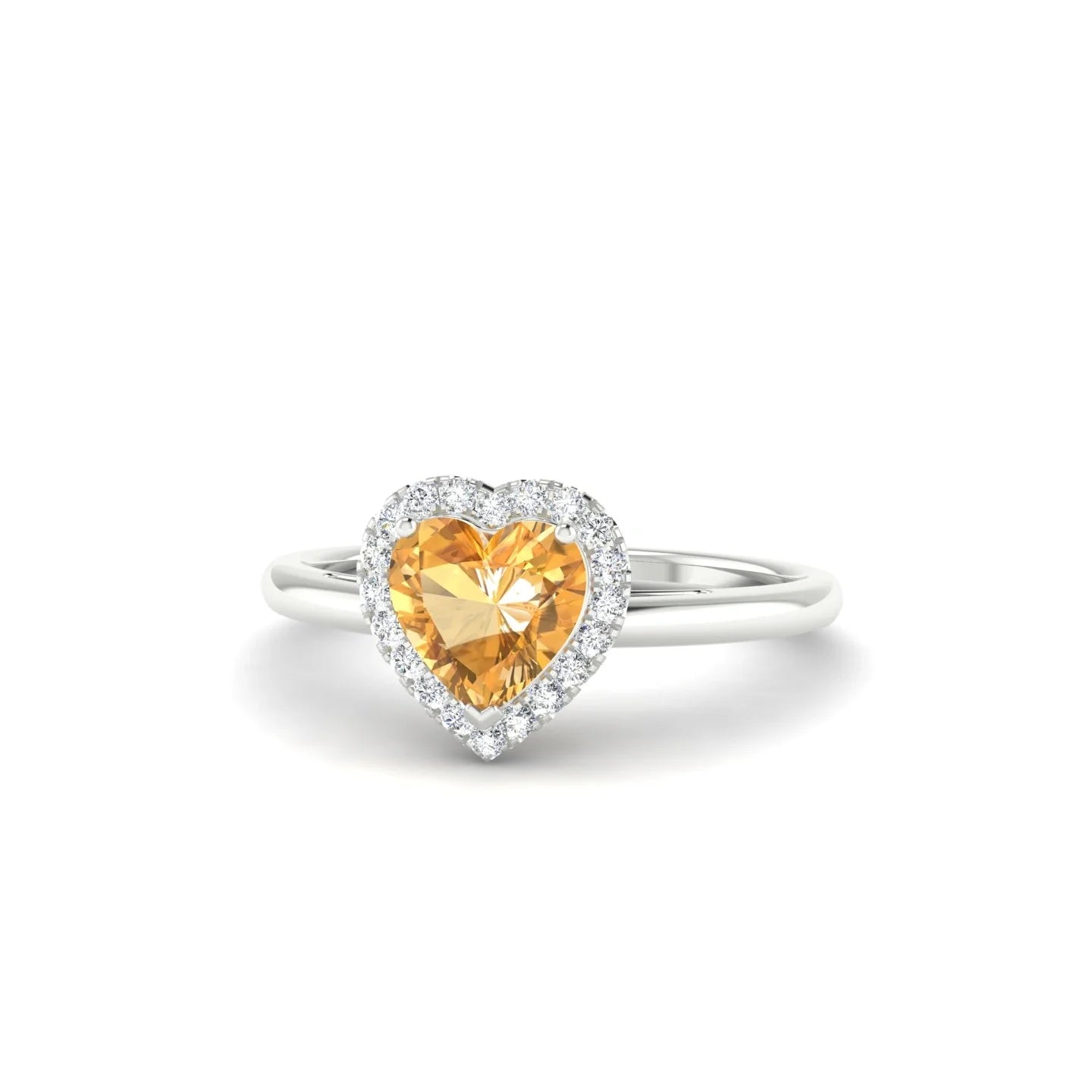 Solar | 18k White Gold 6 mm Heart Citrine Ring