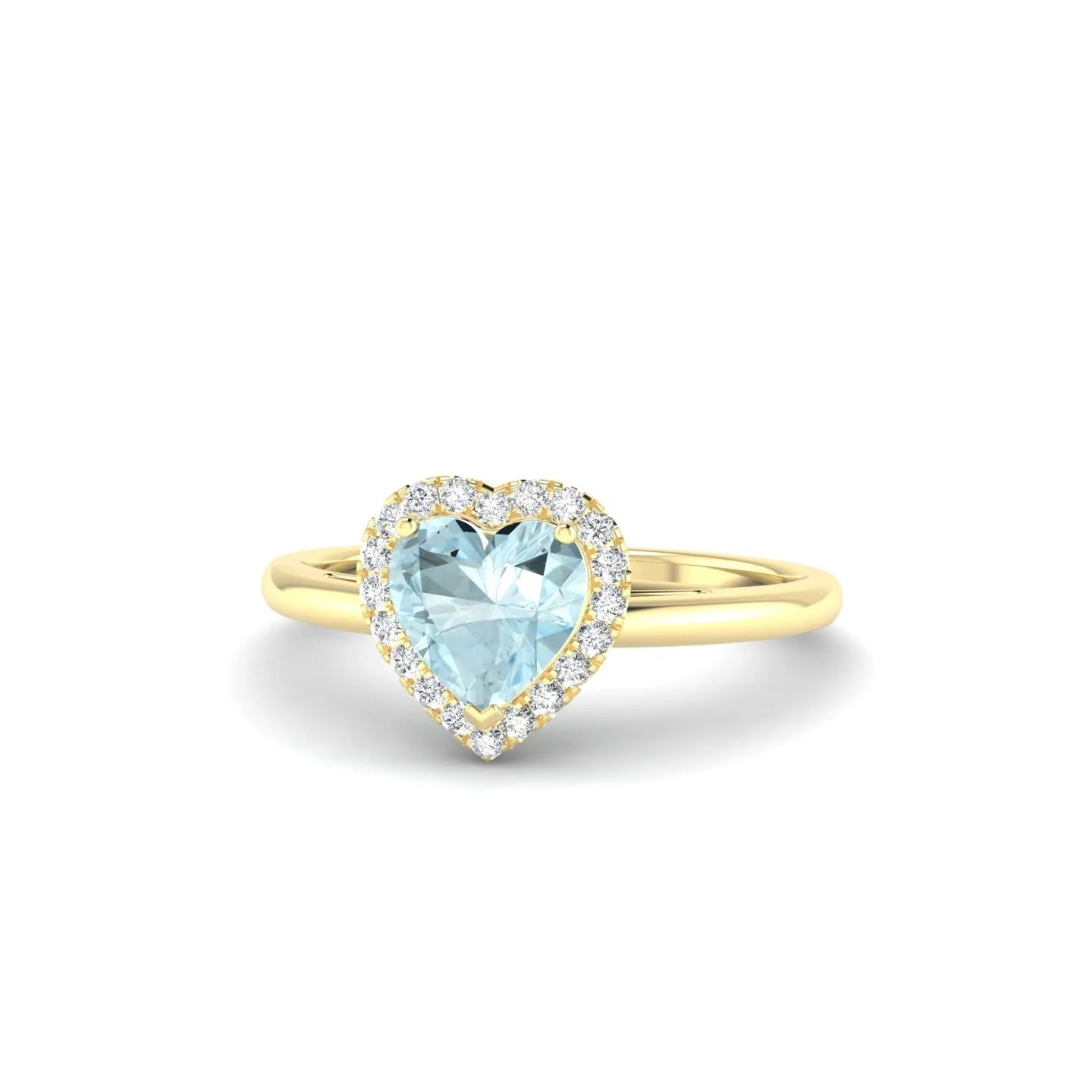Solar | 18k Yellow Gold 6 mm Heart Aquamarine Ring