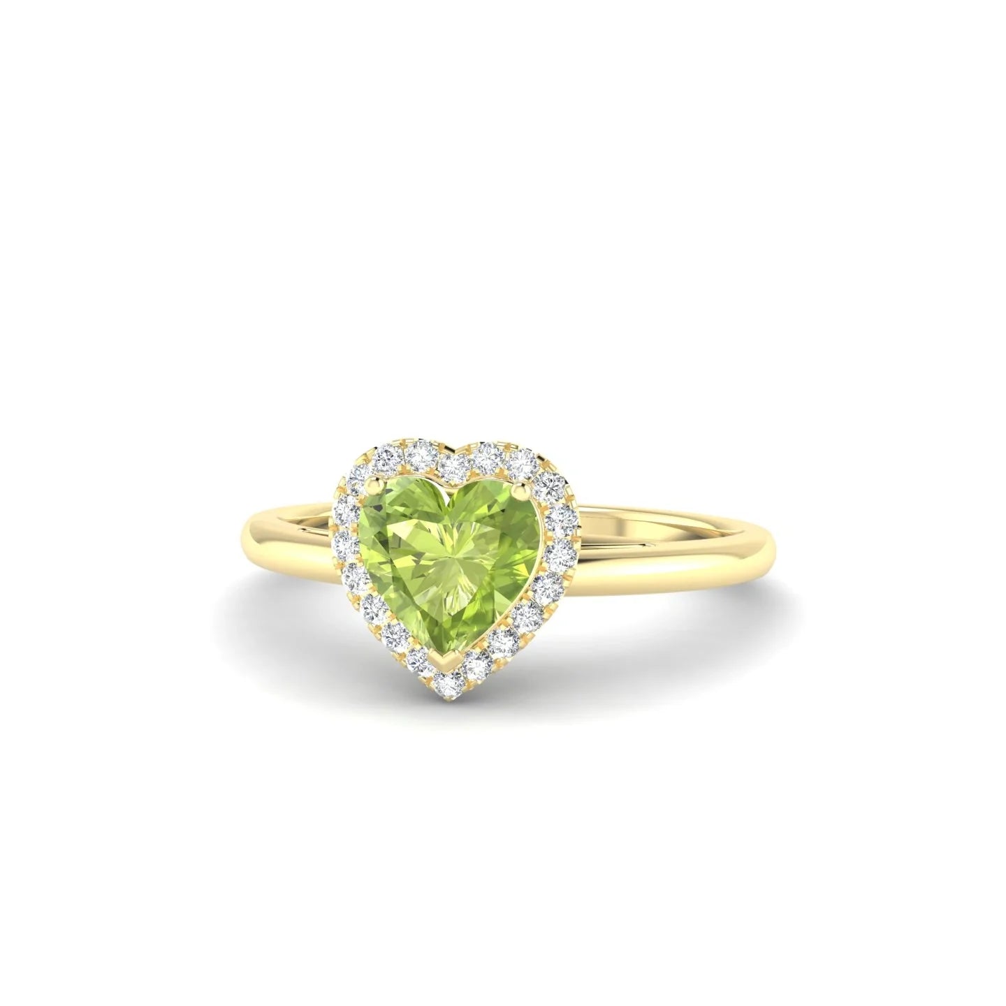 Solar | 18k Yellow Gold 6 mm Heart Peridot Ring