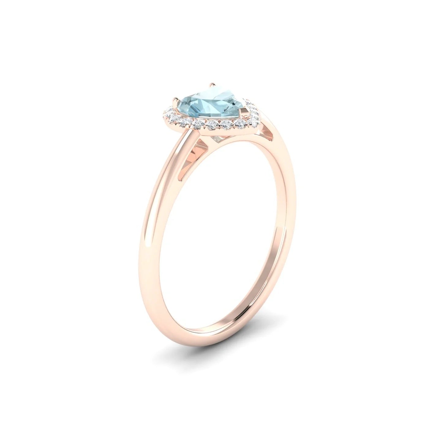 Solar | 18k Rose Gold 6 mm Heart Aquamarine Ring