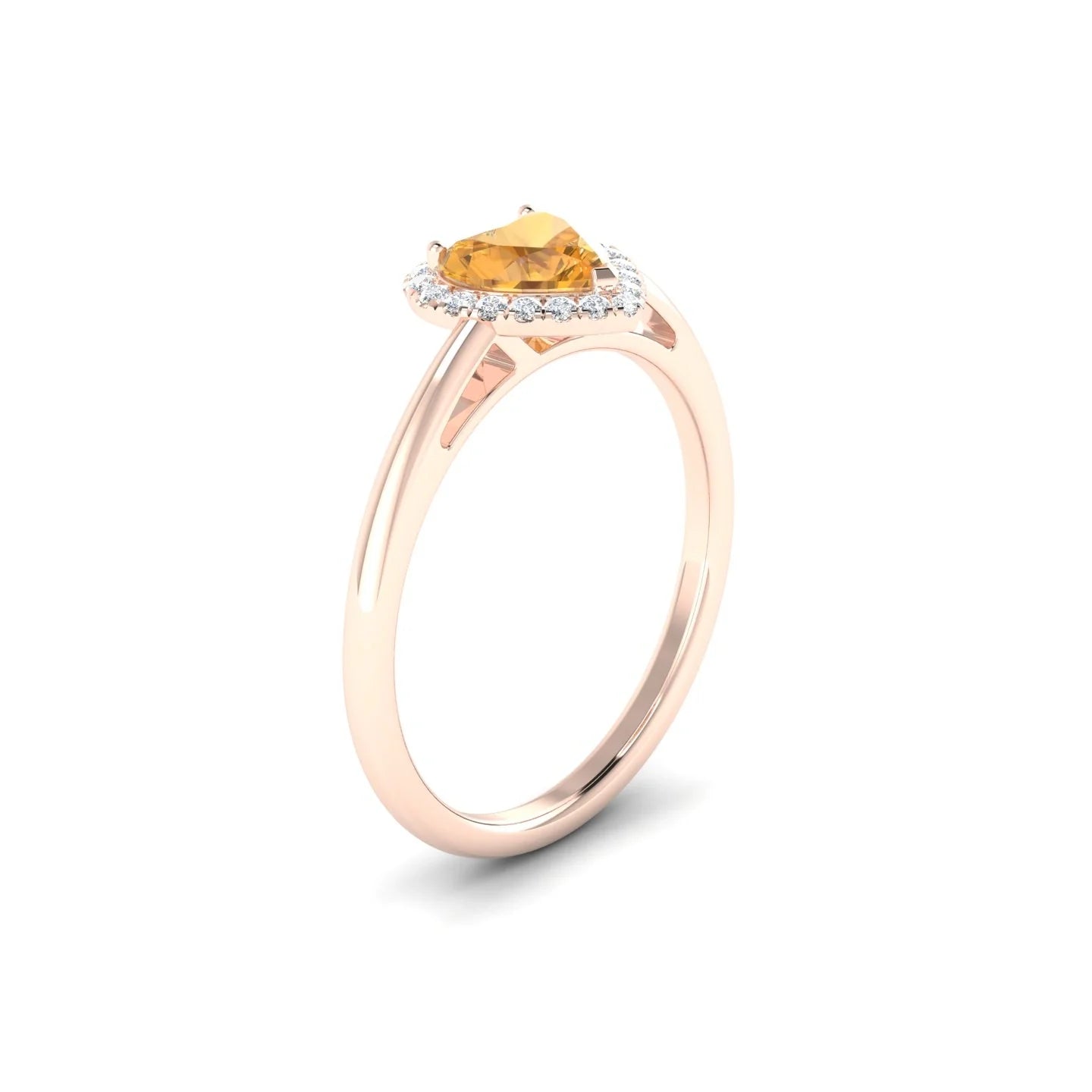 Solar | 18k Rose Gold 6 mm Heart Citrine Ring