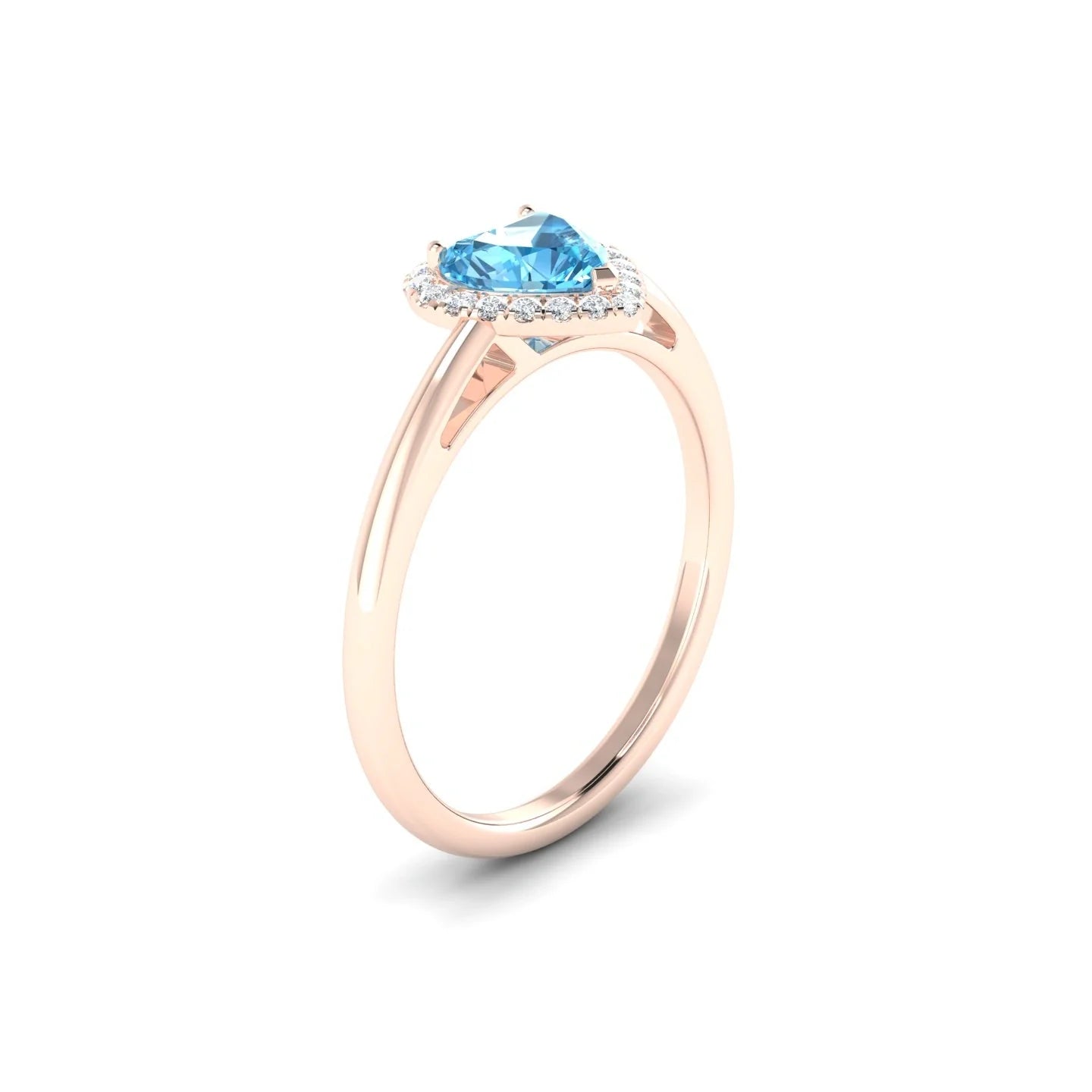 Solar | 18k Rose Gold 6 mm Heart Topaz Ring