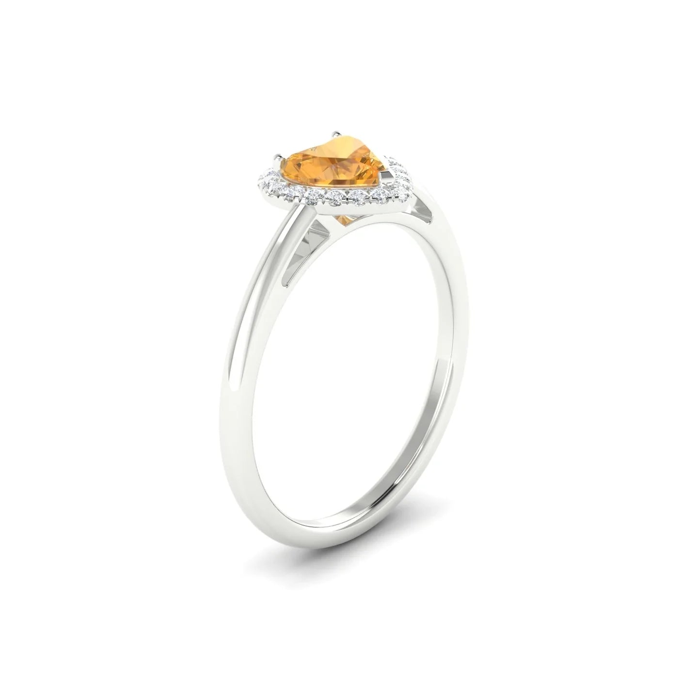 Solar | 18k White Gold 6 mm Heart Citrine Ring