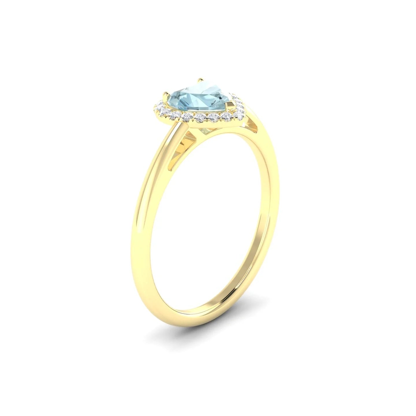 Solar | 18k Yellow Gold 6 mm Heart Aquamarine Ring