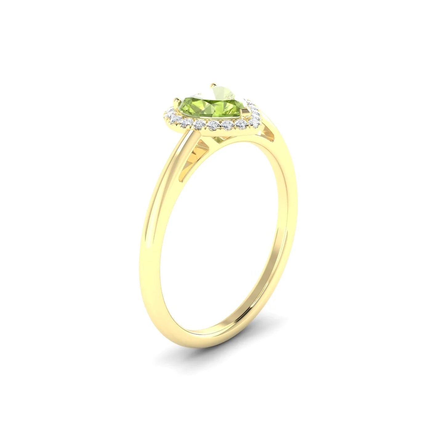 Solar | 18k Yellow Gold 6 mm Heart Peridot Ring