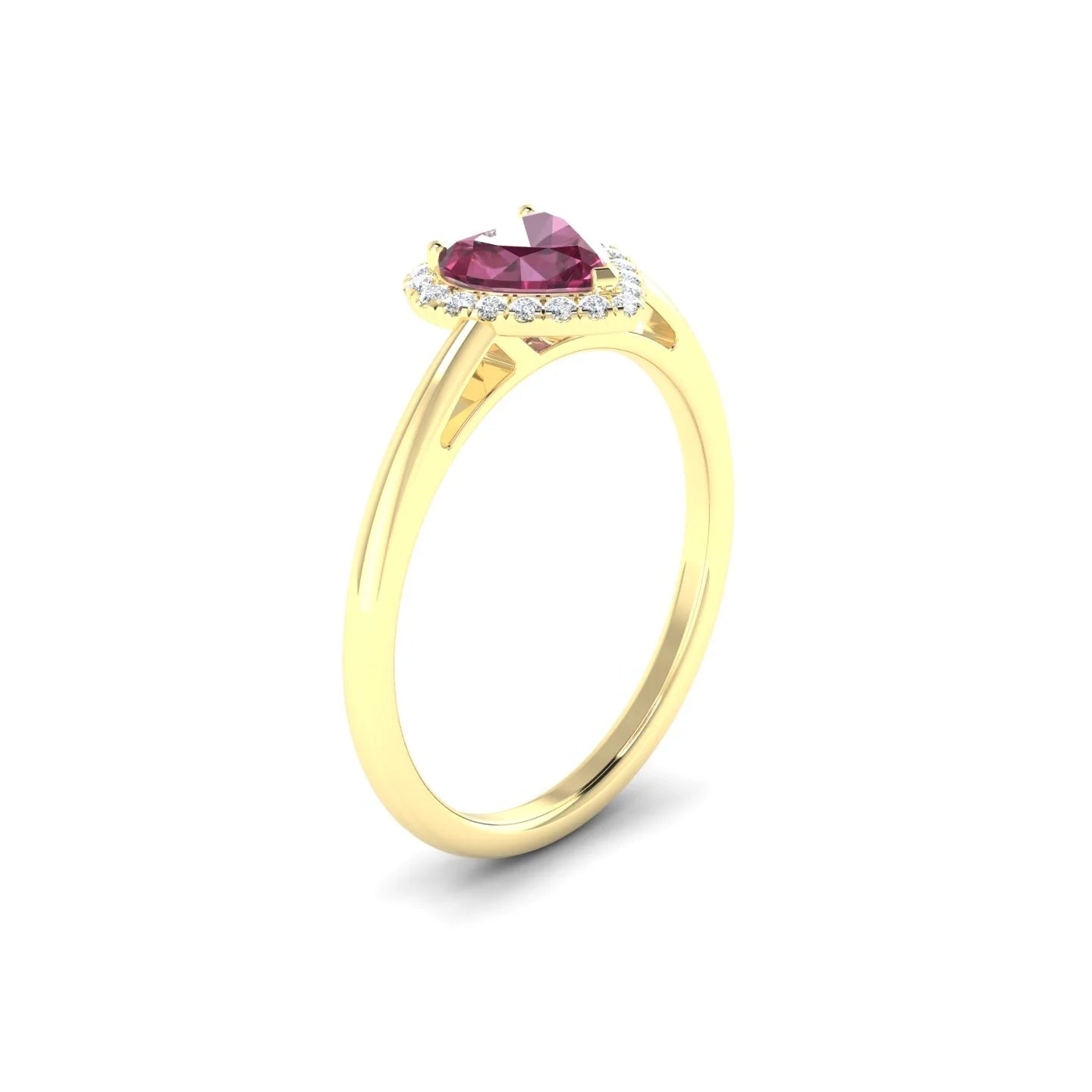 Solar | 18k Yellow Gold 6 mm Heart Rhodolite Ring