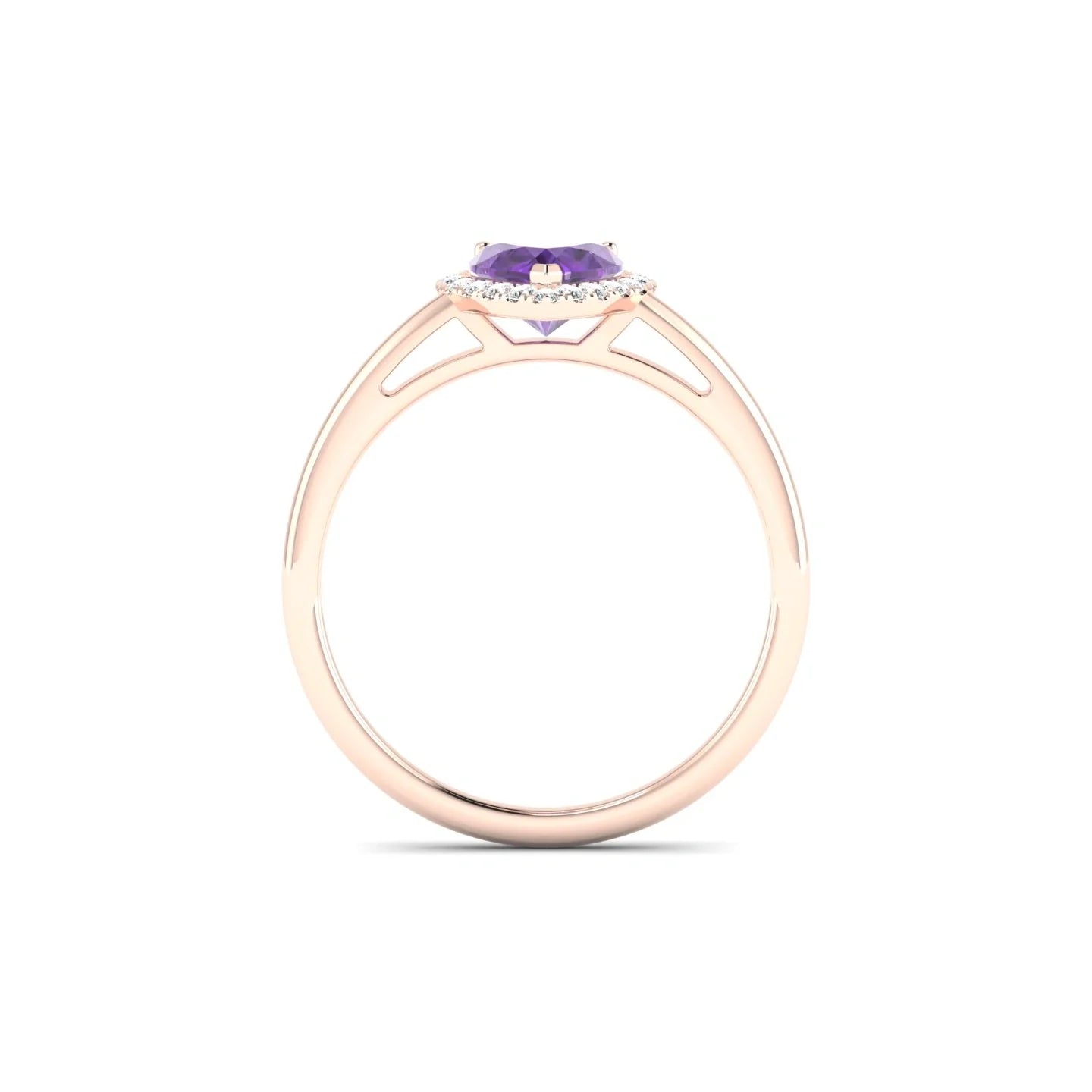 Solar | 18k Rose Gold 6 mm Heart Amethyst Ring