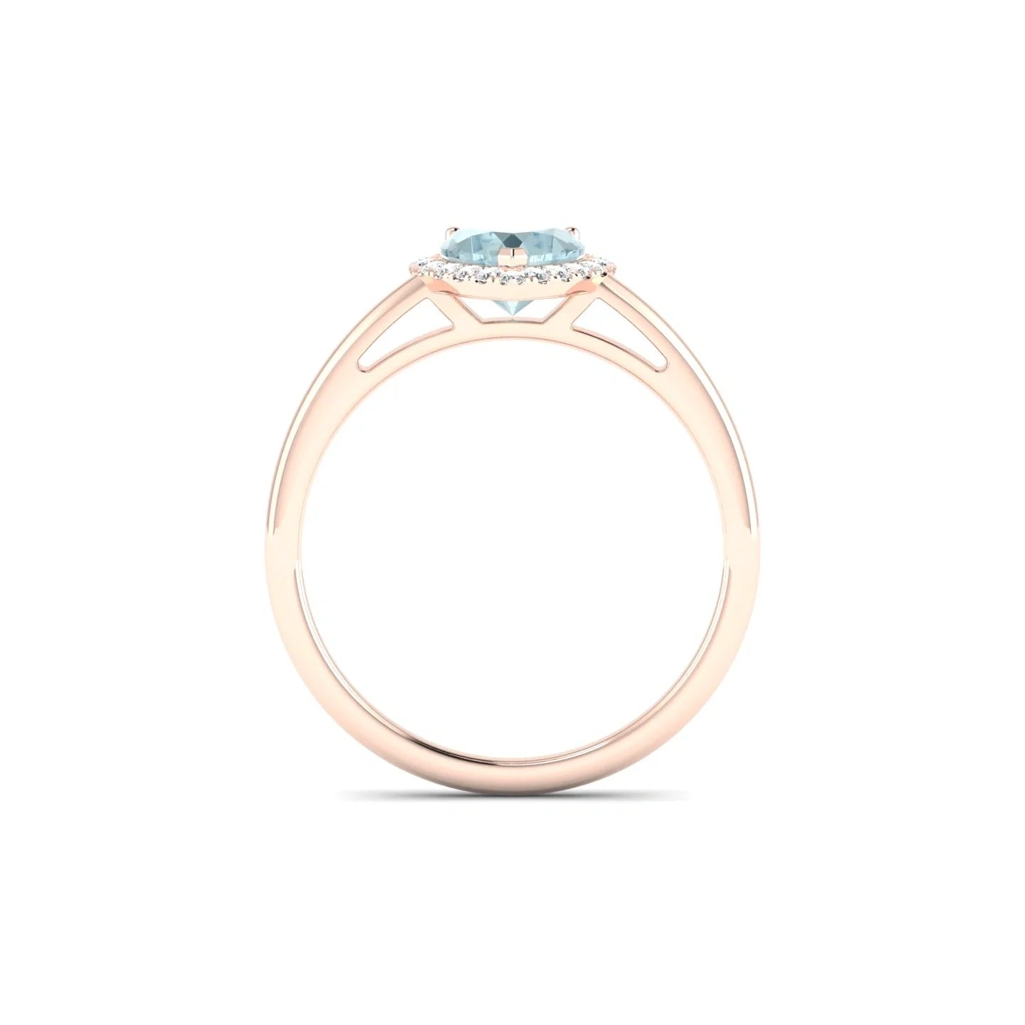Solar | 18k Rose Gold 6 mm Heart Aquamarine Ring