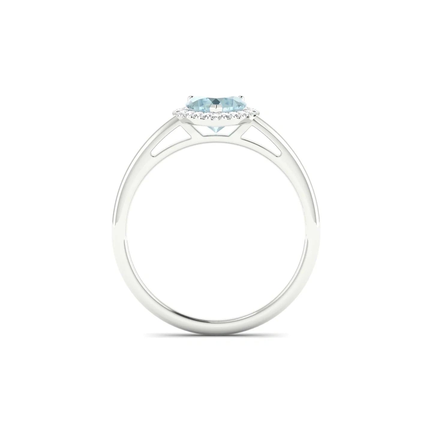 Solar | 18k White Gold 6 mm Heart Aquamarine Ring