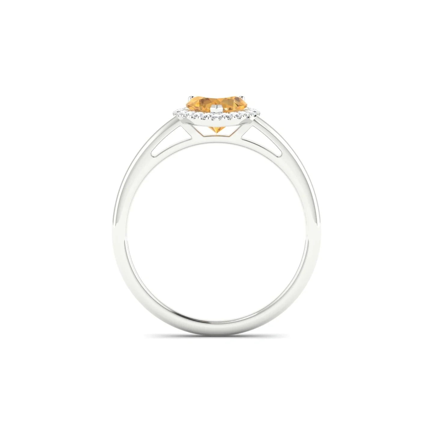 Solar | 18k White Gold 6 mm Heart Citrine Ring