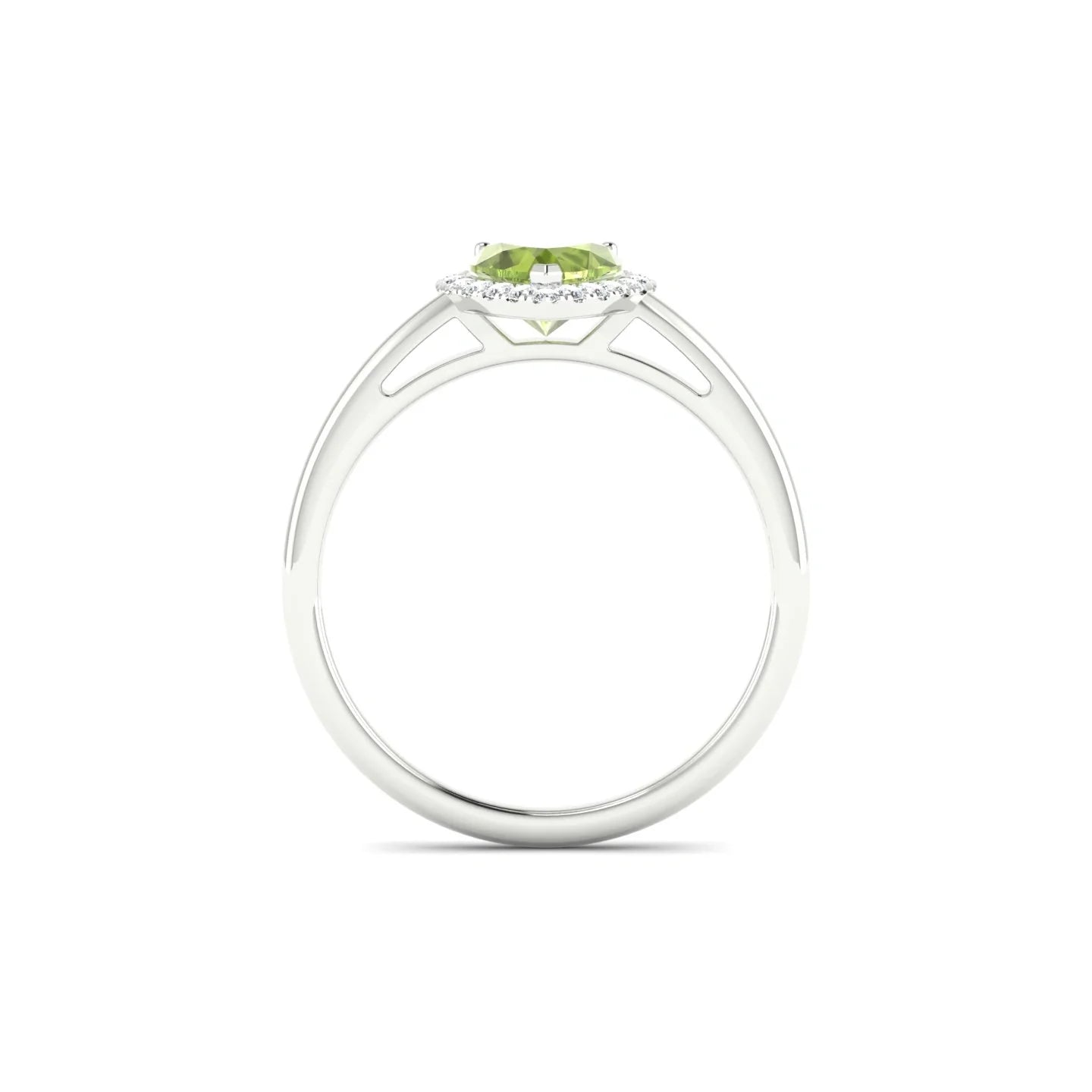 Solar | 18k White Gold 6 mm Heart Peridot Ring