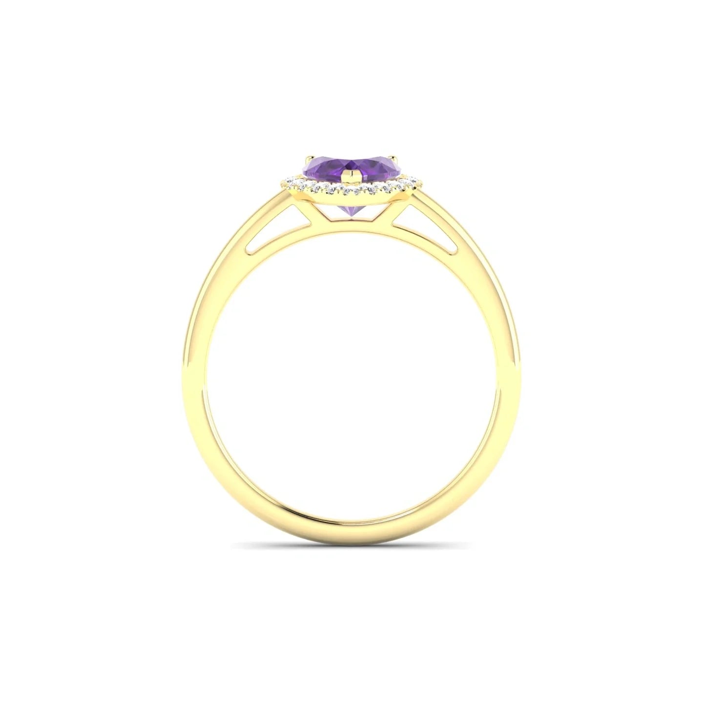 Solar | 18k Yellow Gold 6 mm Heart Amethyst Ring