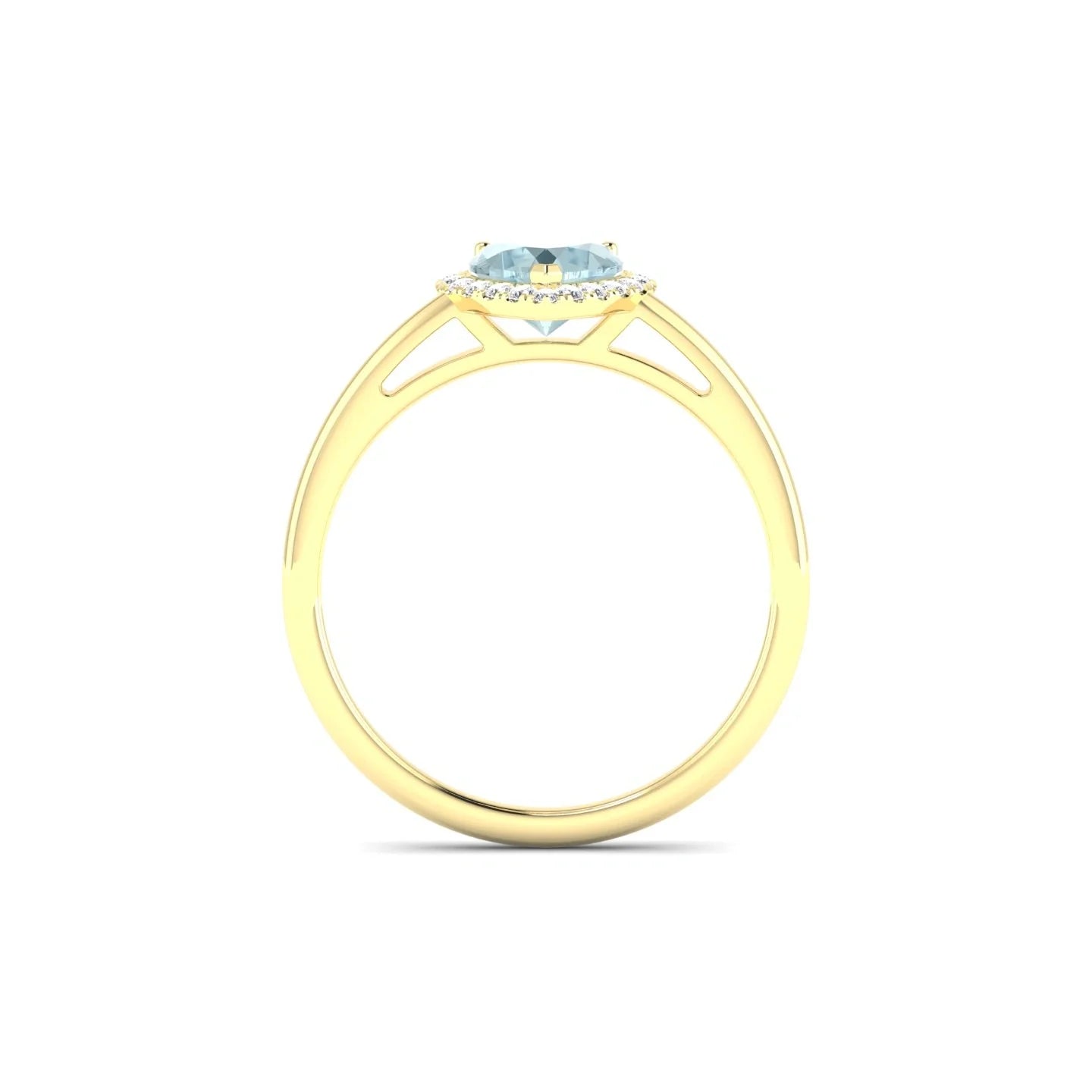 Solar | 18k Yellow Gold 6 mm Heart Aquamarine Ring