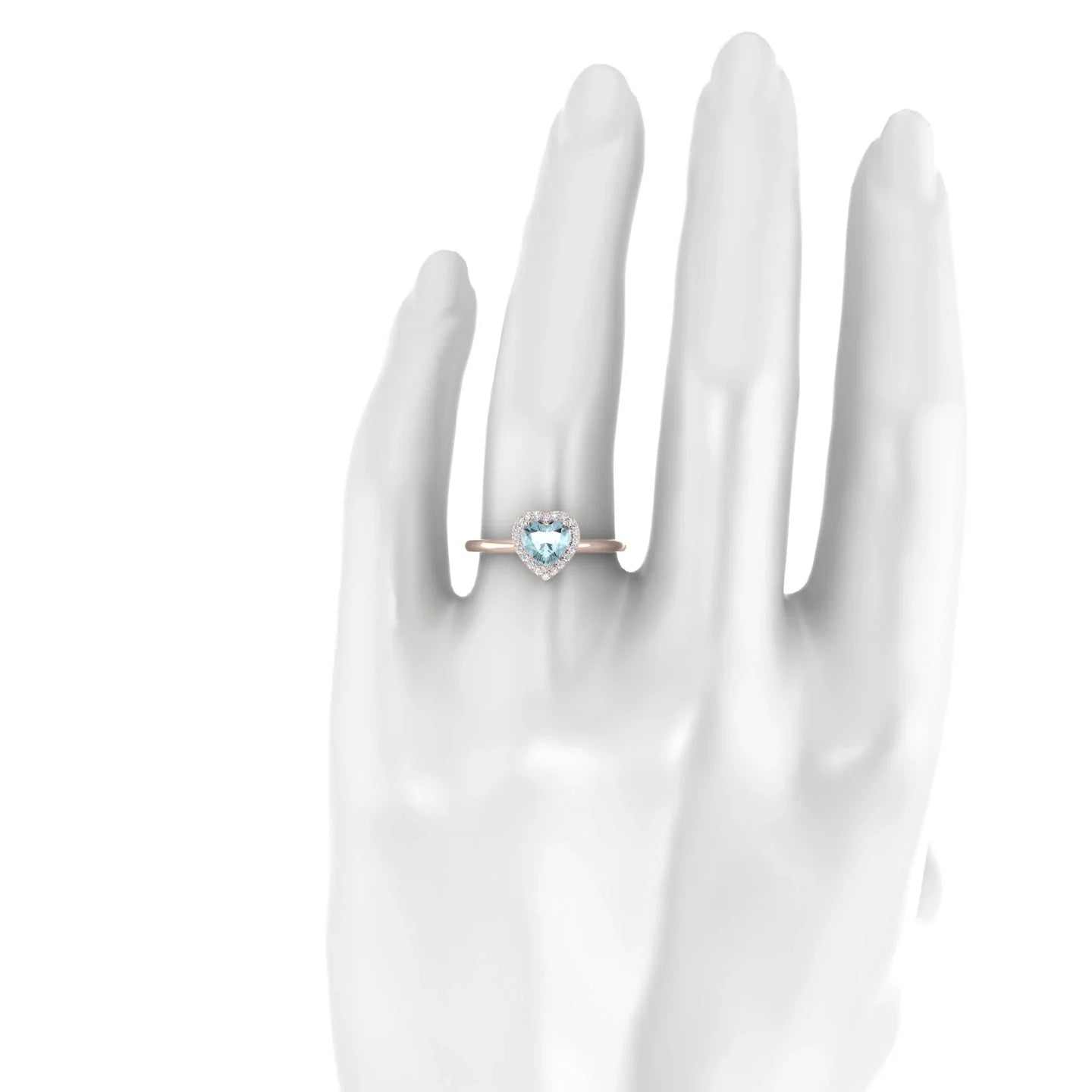 Solar | 18k Rose Gold 6 mm Heart Aquamarine Ring