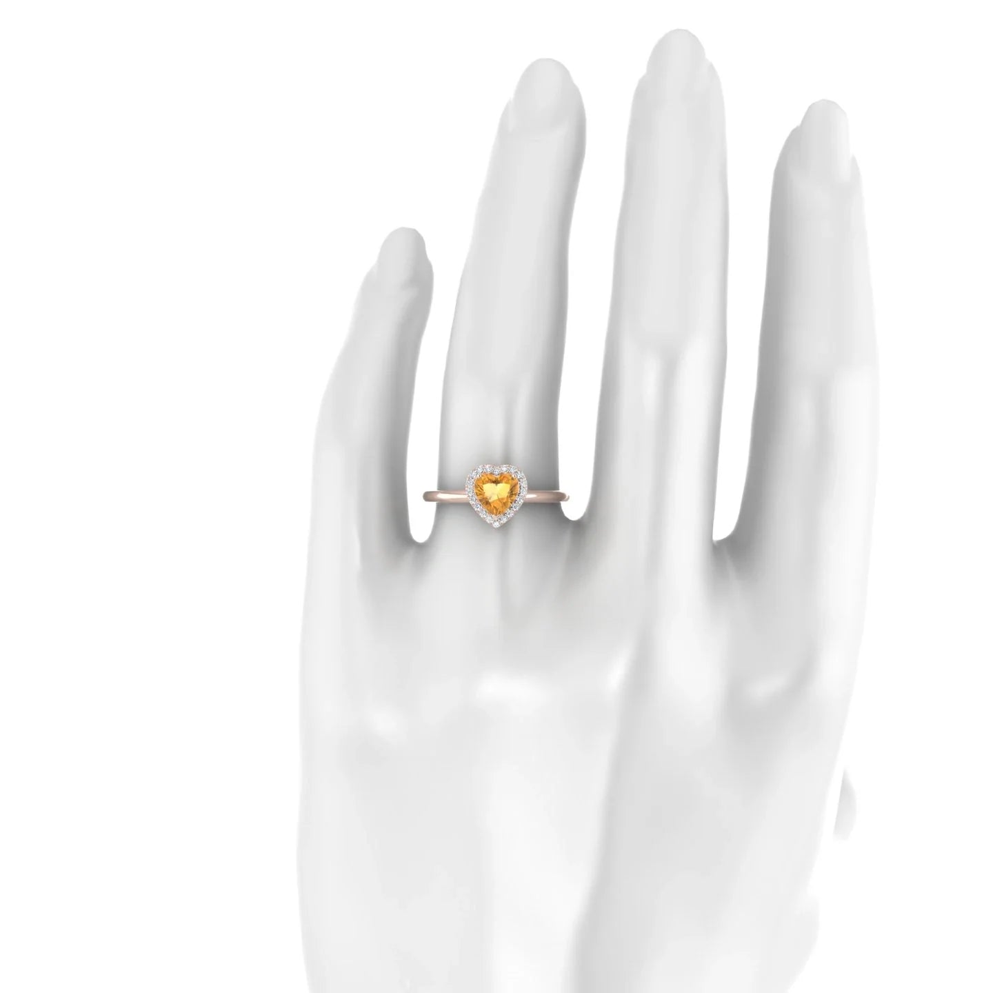 Solar | 18k Rose Gold 6 mm Heart Citrine Ring