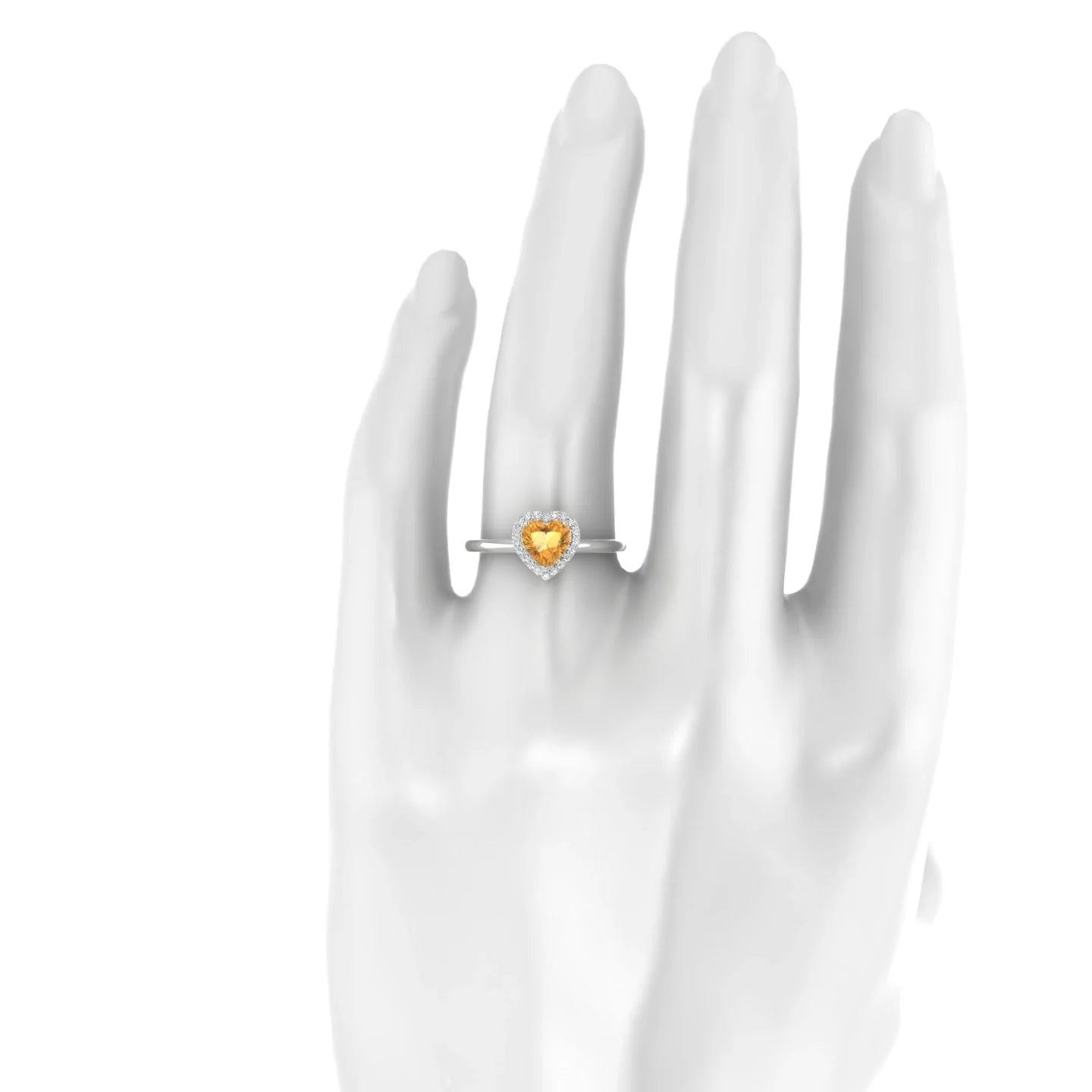Solar | 18k White Gold 6 mm Heart Citrine Ring