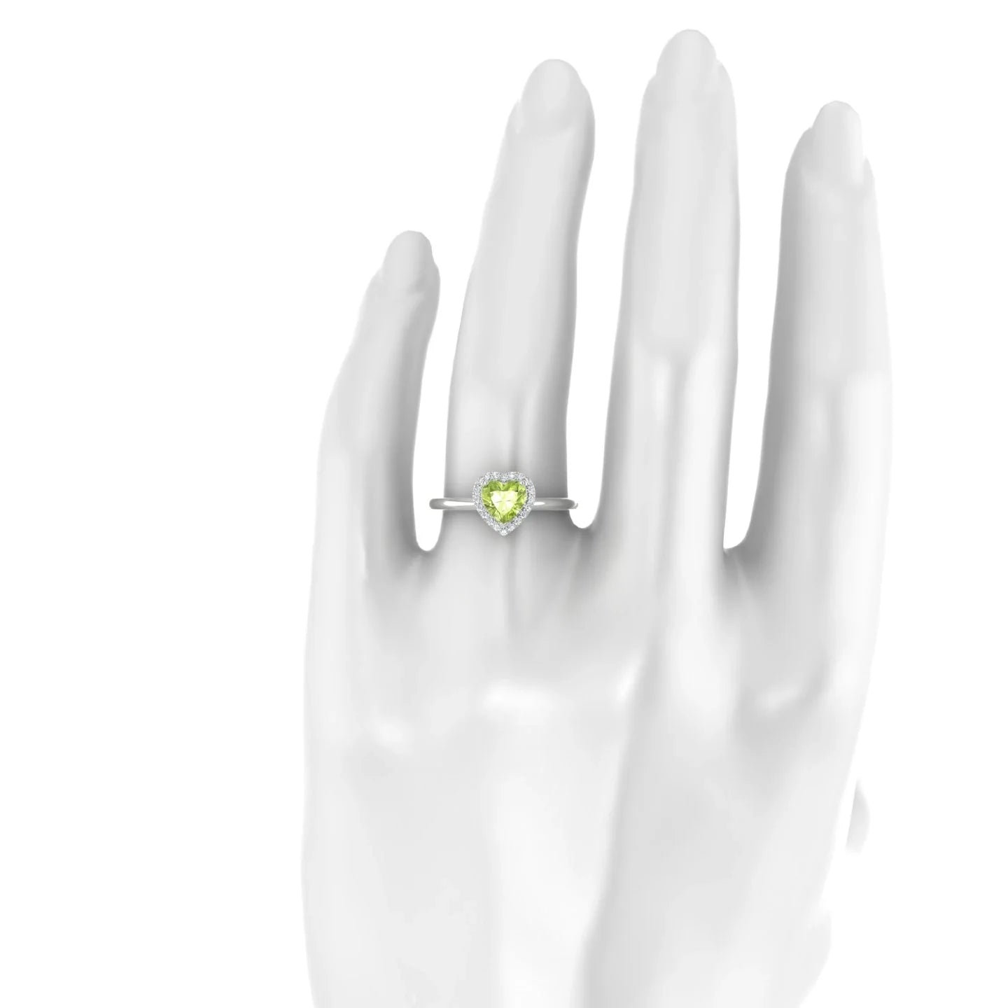 Solar | 18k White Gold 6 mm Heart Peridot Ring
