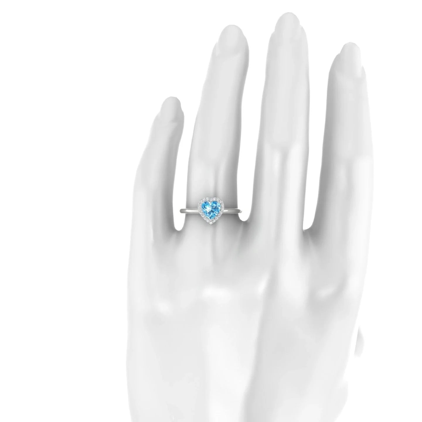 Solar | 18k White Gold 6 mm Heart Topaz Ring