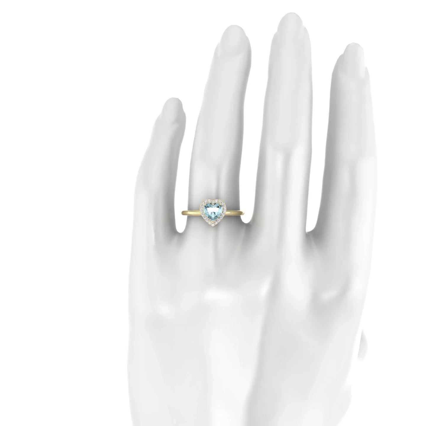 Solar | 18k Yellow Gold 6 mm Heart Aquamarine Ring