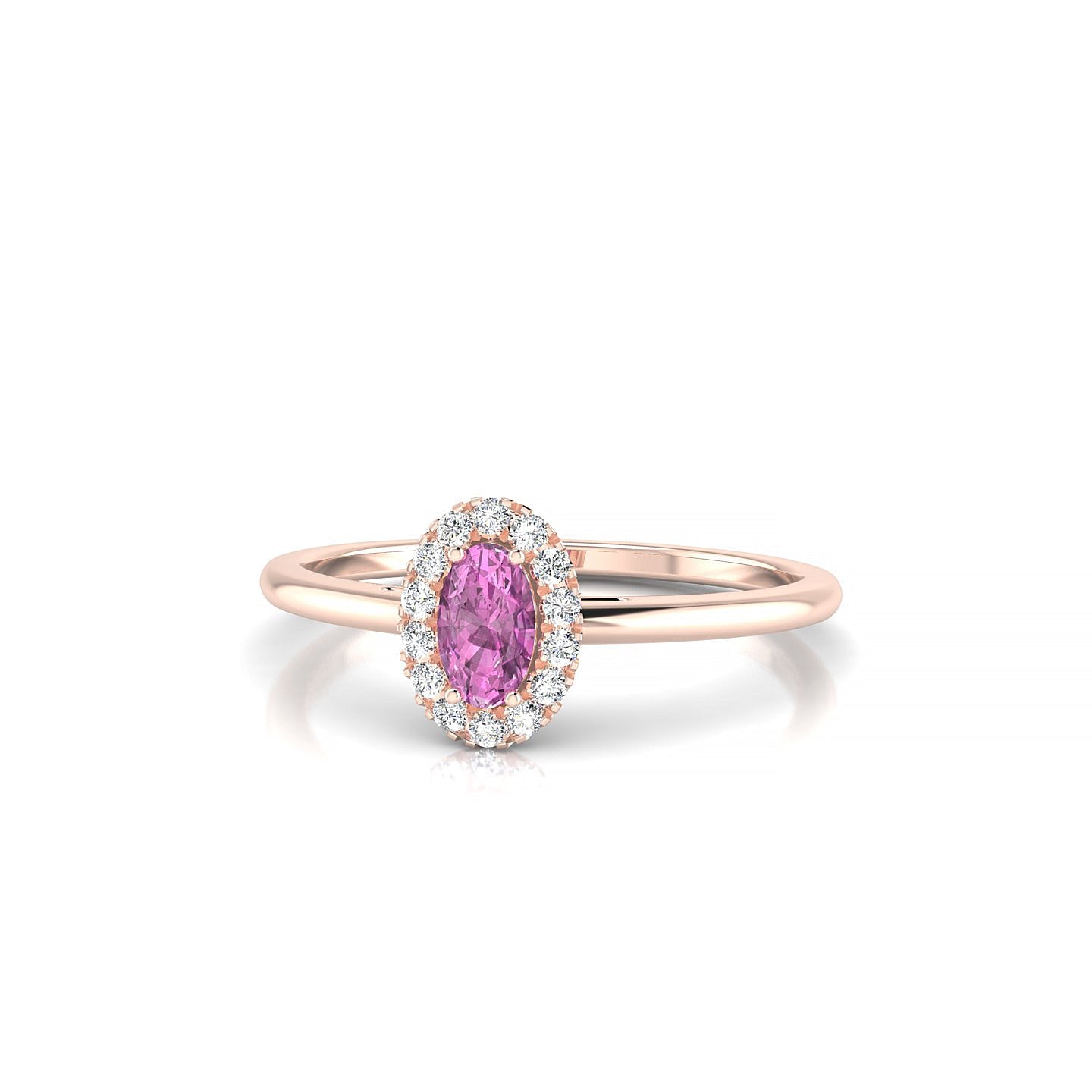 Solar | 18k Rose Gold 5 x 3 mm Oval Pink Sapphire Ring
