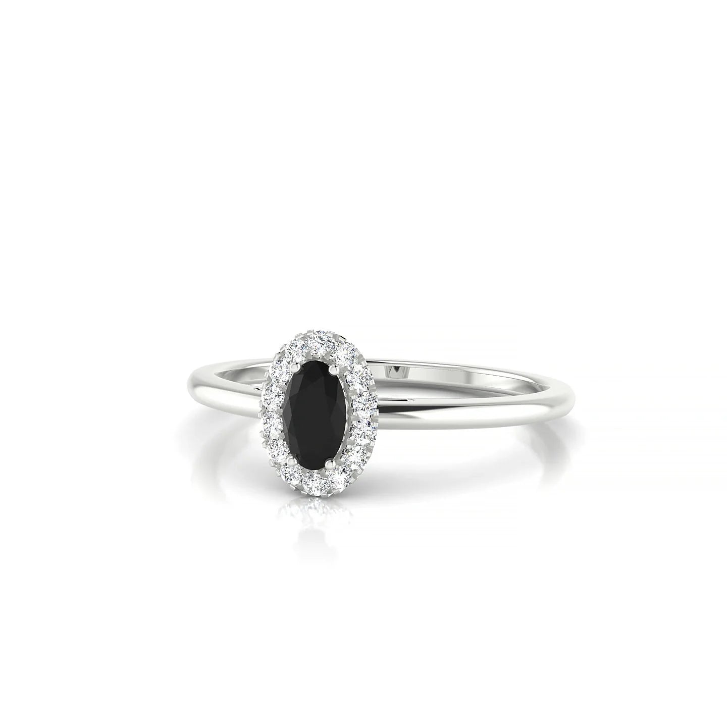 Solar | 18k White Gold 5 x 3 mm Oval Black Diamond Ring