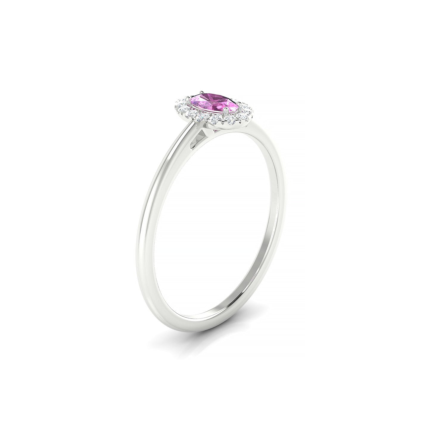Solar | 18k White Gold 5 x 3 mm Oval Pink Sapphire Ring