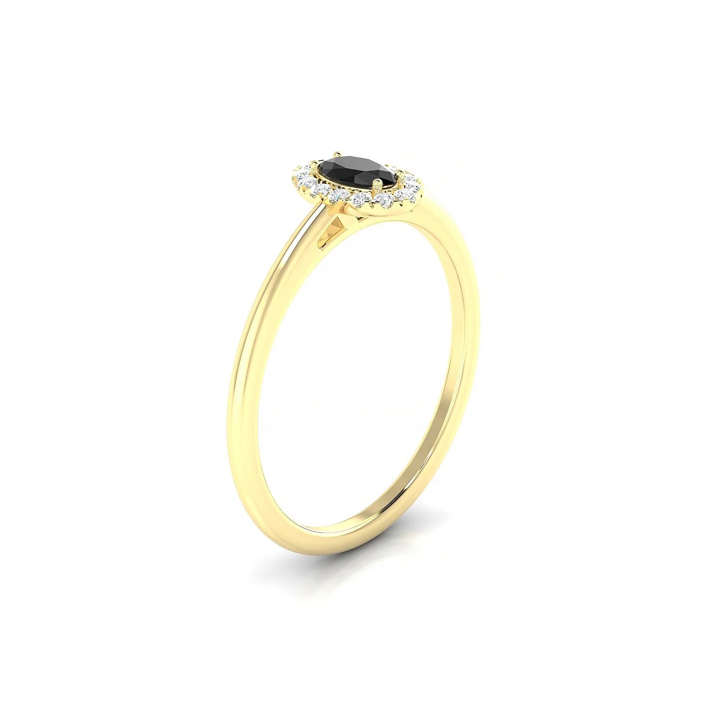 Solar | 18k Yellow Gold 5 x 3 mm Oval Black Diamond Ring