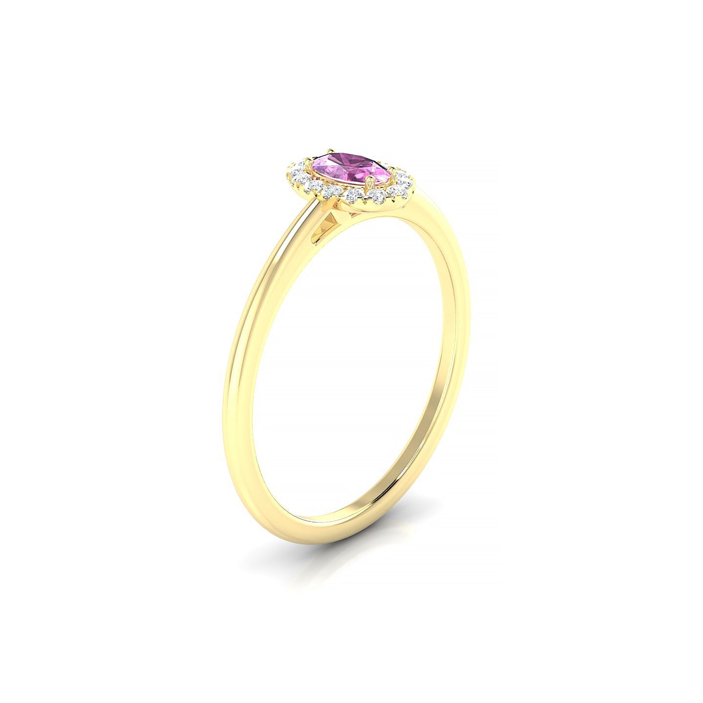 Solar | 18k Yellow Gold 5 x 3 mm Oval Pink Sapphire Ring
