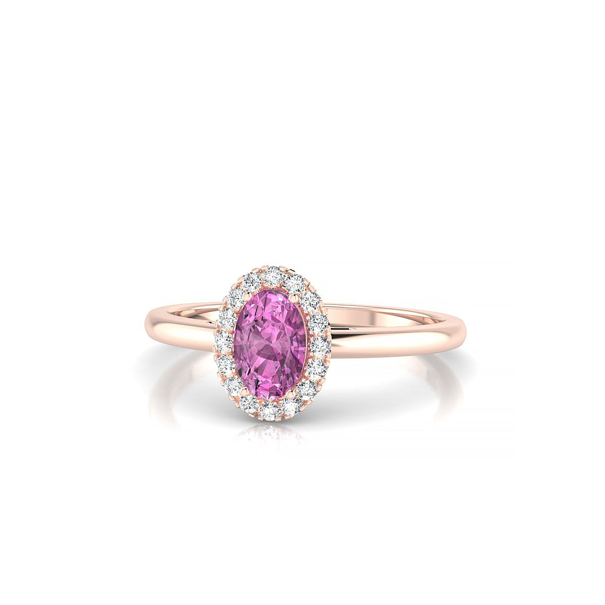 Solar | 18k Rose Gold 6 x 4 mm Oval Pink Sapphire Ring