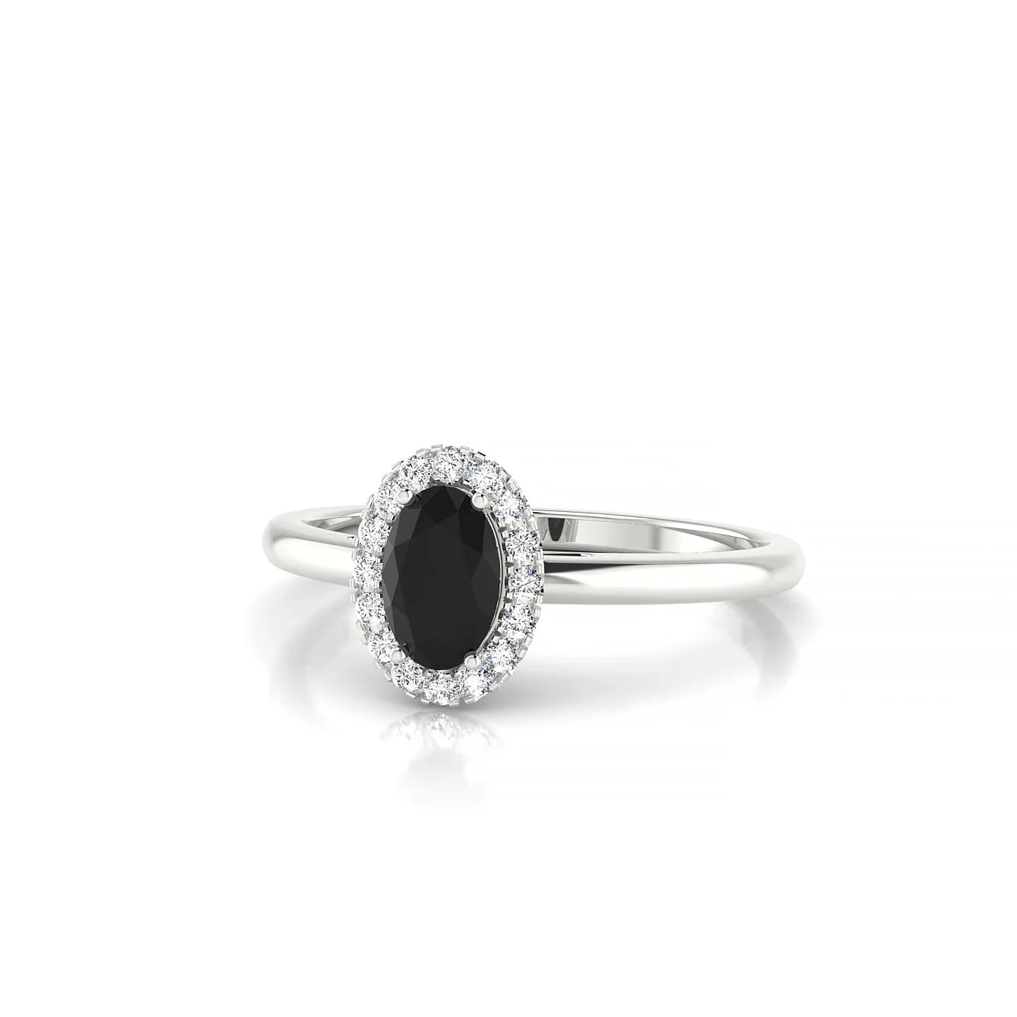 Solar | 18k White Gold 6 x 4 mm Oval Black Diamond Ring