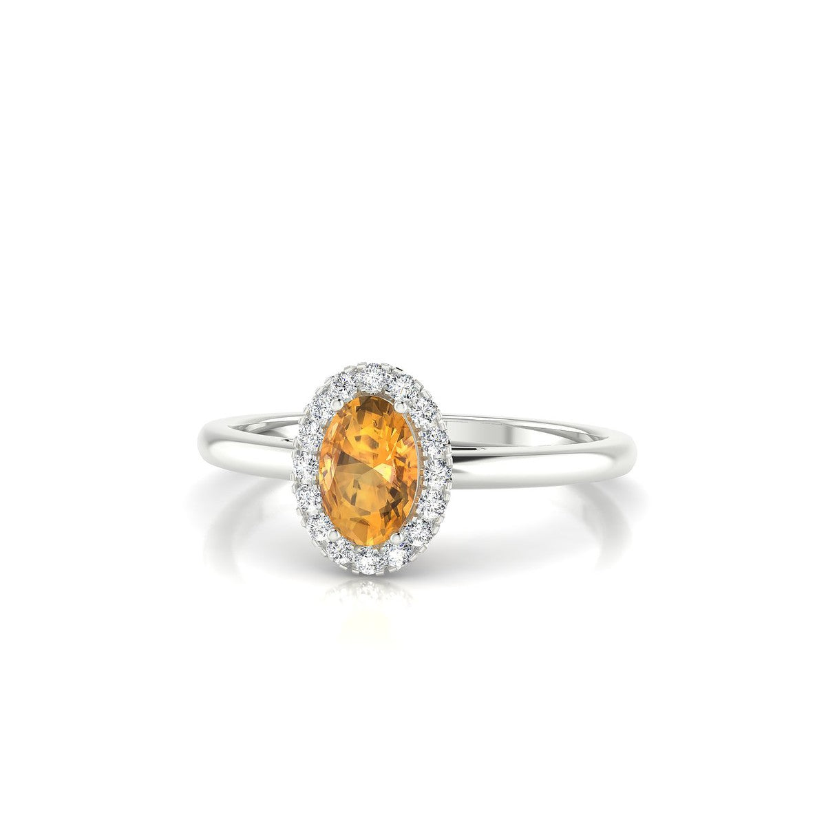Solar | 18k White Gold 6 x 4 mm Oval Citrine Ring