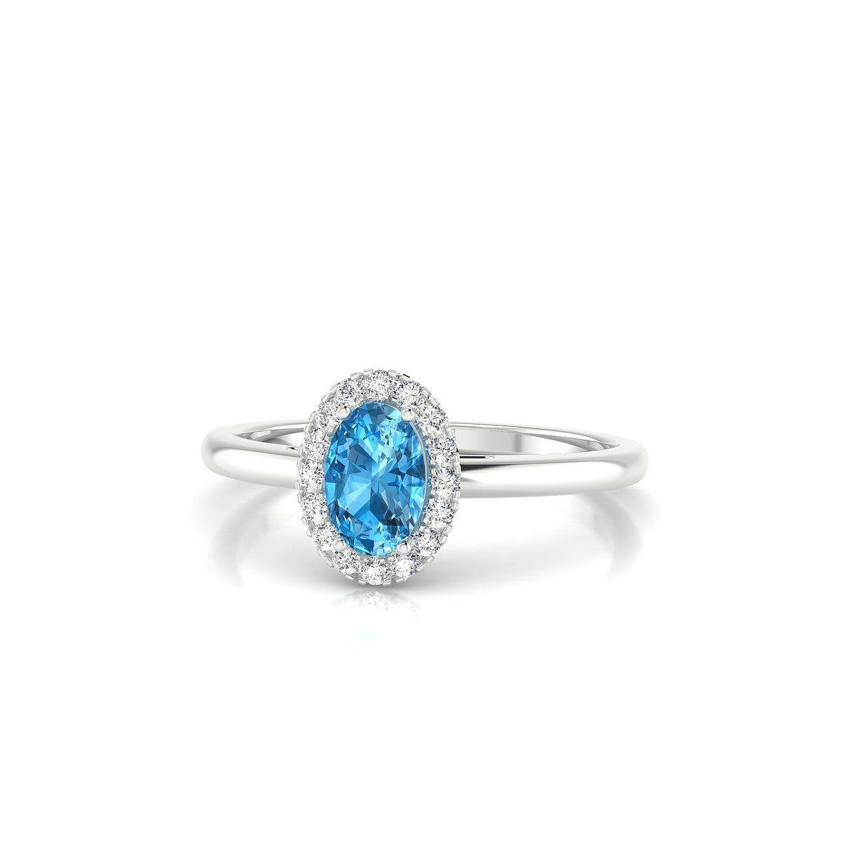 Solar | 18k White Gold 6 x 4 mm Oval Topaz Ring