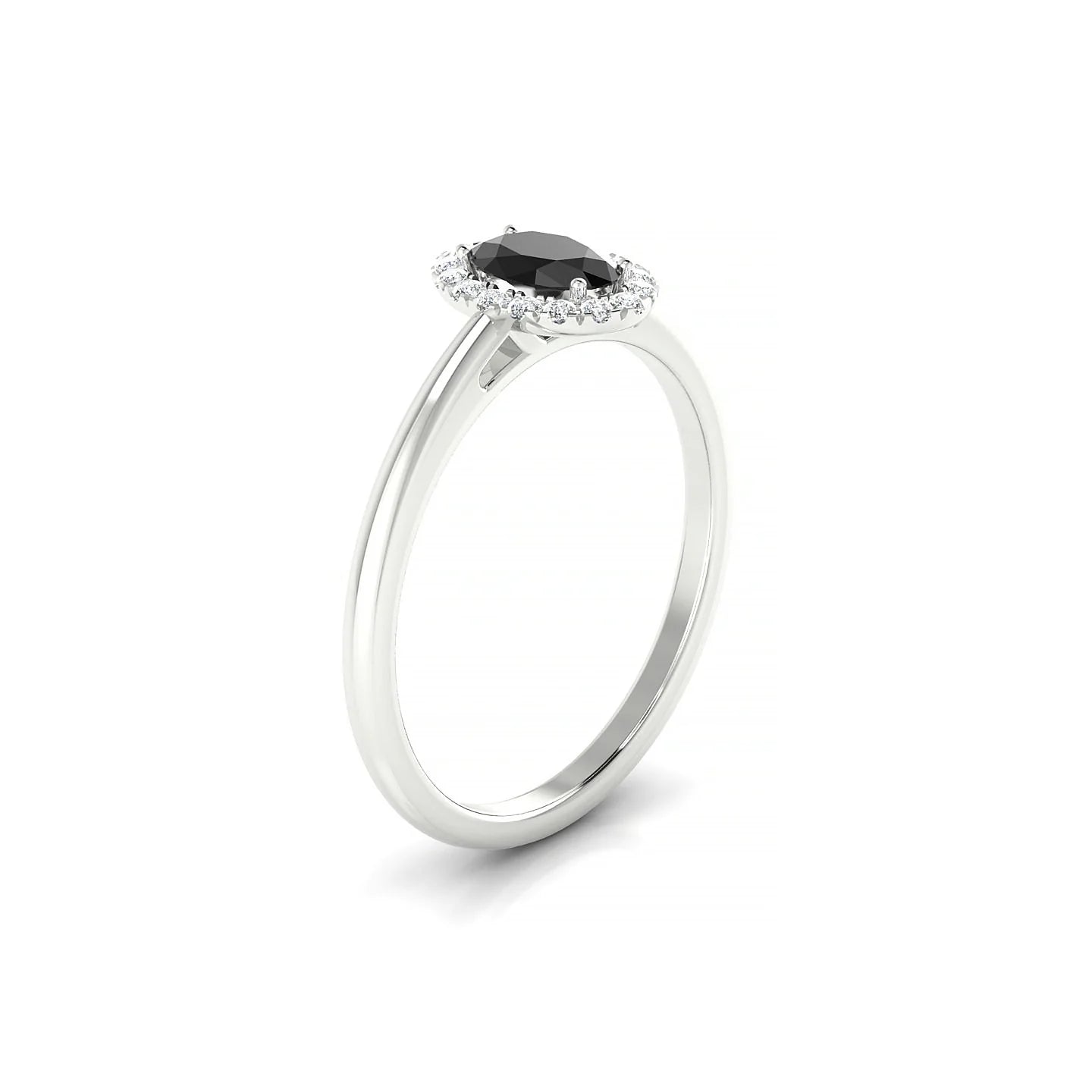 Solar | 18k White Gold 6 x 4 mm Oval Black Diamond Ring
